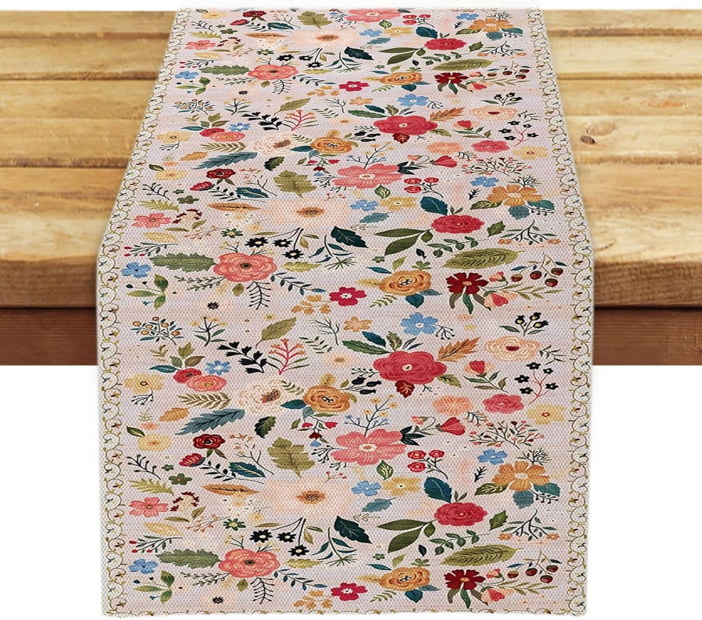 OYIMUA Boho Floral Summer Table Runner 13 x 36 Inches Colorful Flower Runners for Tables Rustic Spring Decorations for Home Indoor Outdoor Party Decor