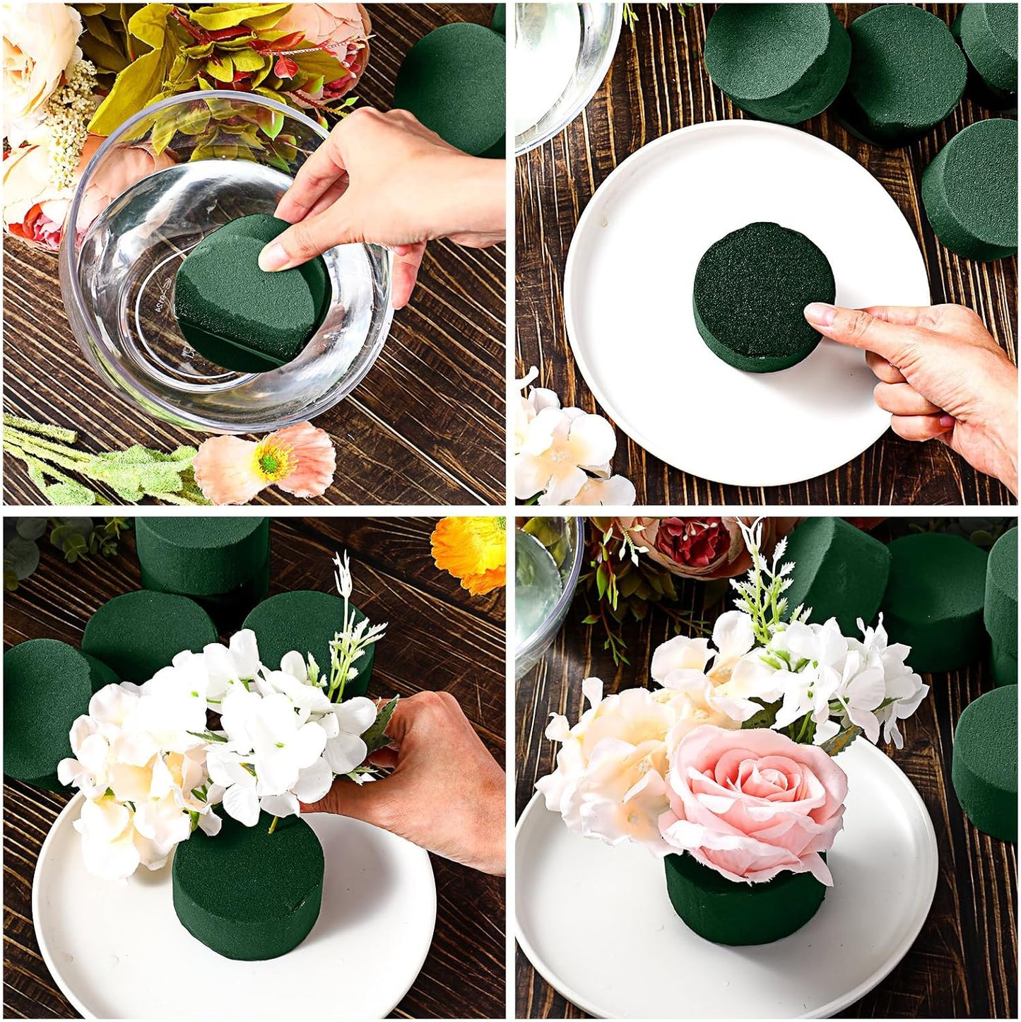 Frienda 6 Pieces Floral Foam Blocks for Artificial Flowers,Thanksgiving Christmas Party Supplies, Dry & Wet Floral Foam Round Kit for Flower Arrangement Wedding Decoration(3 x 1.57 Inch)