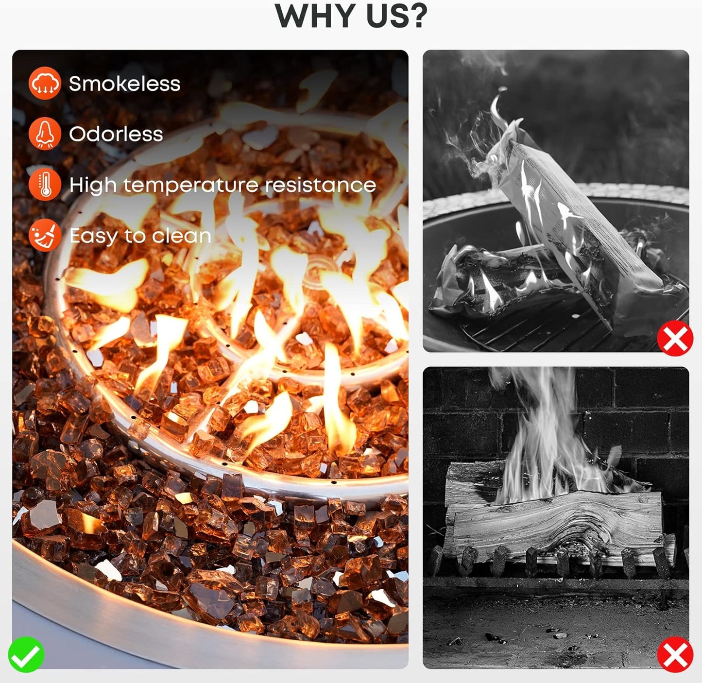 Stanbroil 10-Pound Fire Glass - 1/4 inch Reflective Tempered Fire Glass for Fireplace Fire Pit, Copper Reflective Fireglass