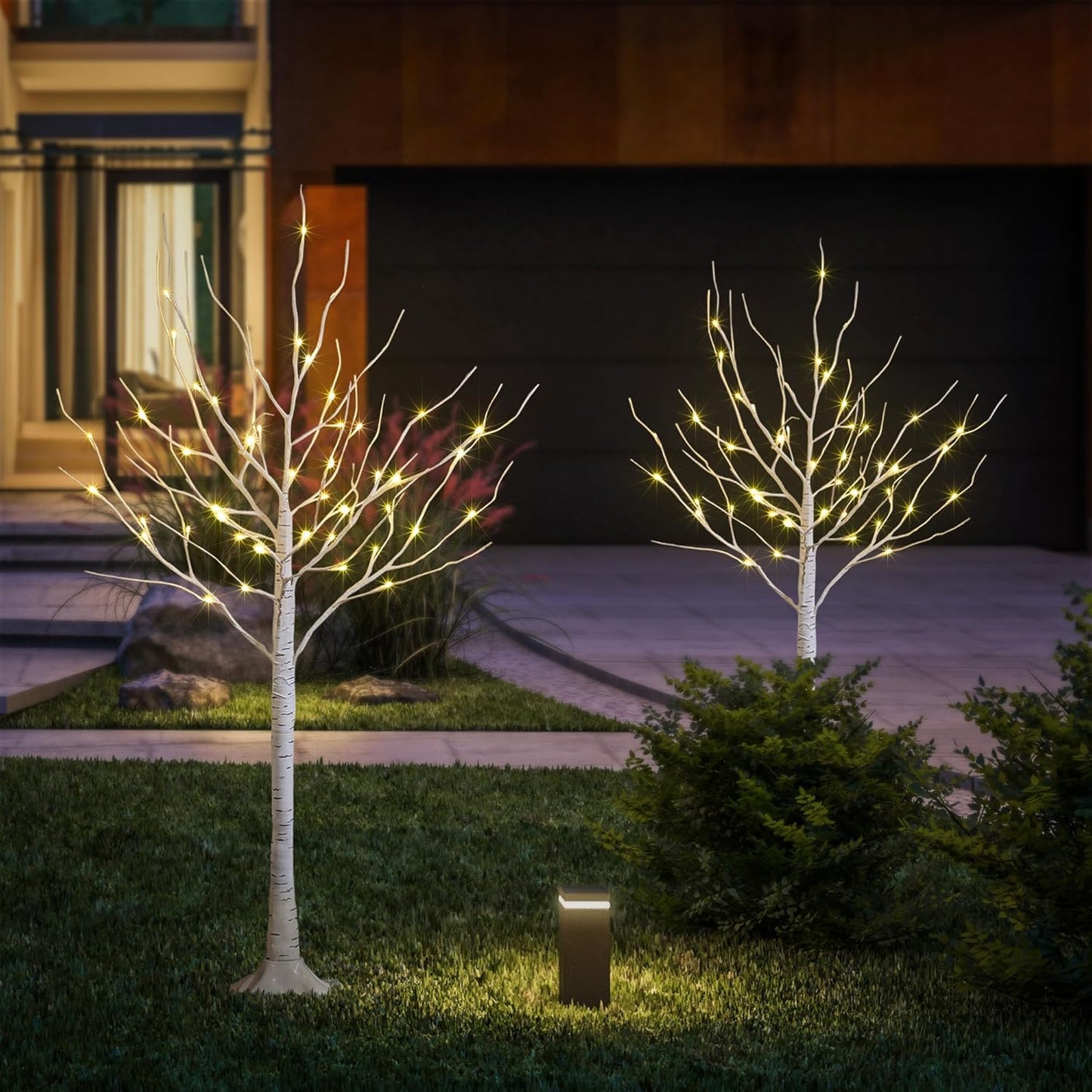 LIGHTSHARE 4 Feet 48L LED Birch Tree Lights, Pack of 2, Warm White, for Holiday Party and Christmas Decoration, Indoor and Outdoor Use