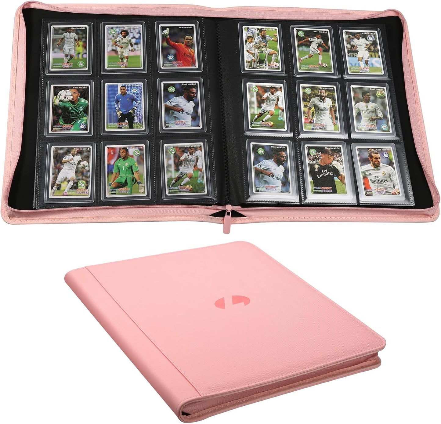 Toploader Binder,Holds 288 Toploaders,9 Pocket Double-Sided Top Loader Binders with Sleeves for 3 x 4'' Toploaders, Card Holder for Trading Cards or Sports Cards (Pink)