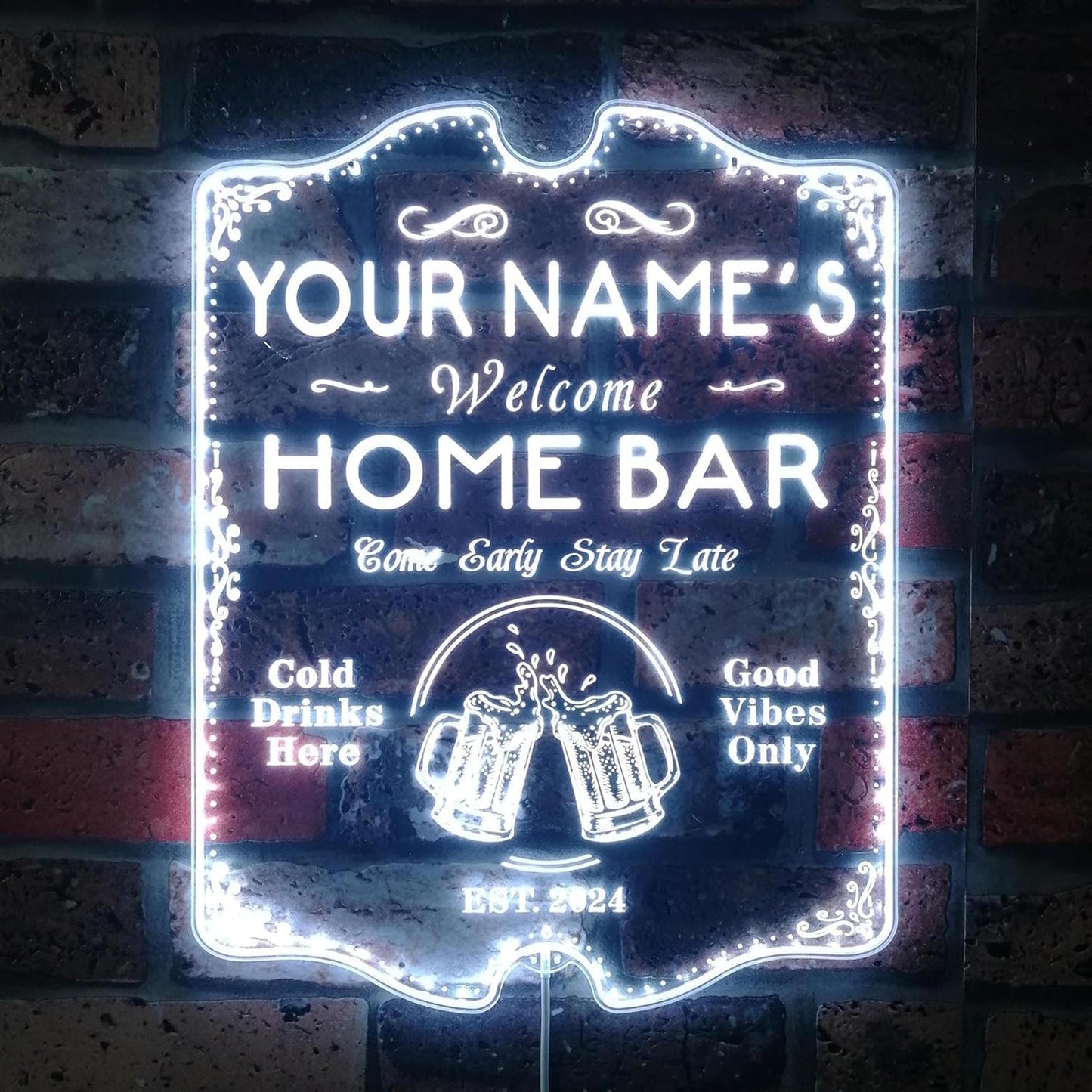 ADVPRO Personalized Your Name Home Bar RGB Dynamic Glam LED Sign - Cut-to-Edge Shape - Smart 3D Decoration - Multicolor Signage st06s32-fnd-p11b-tm-c