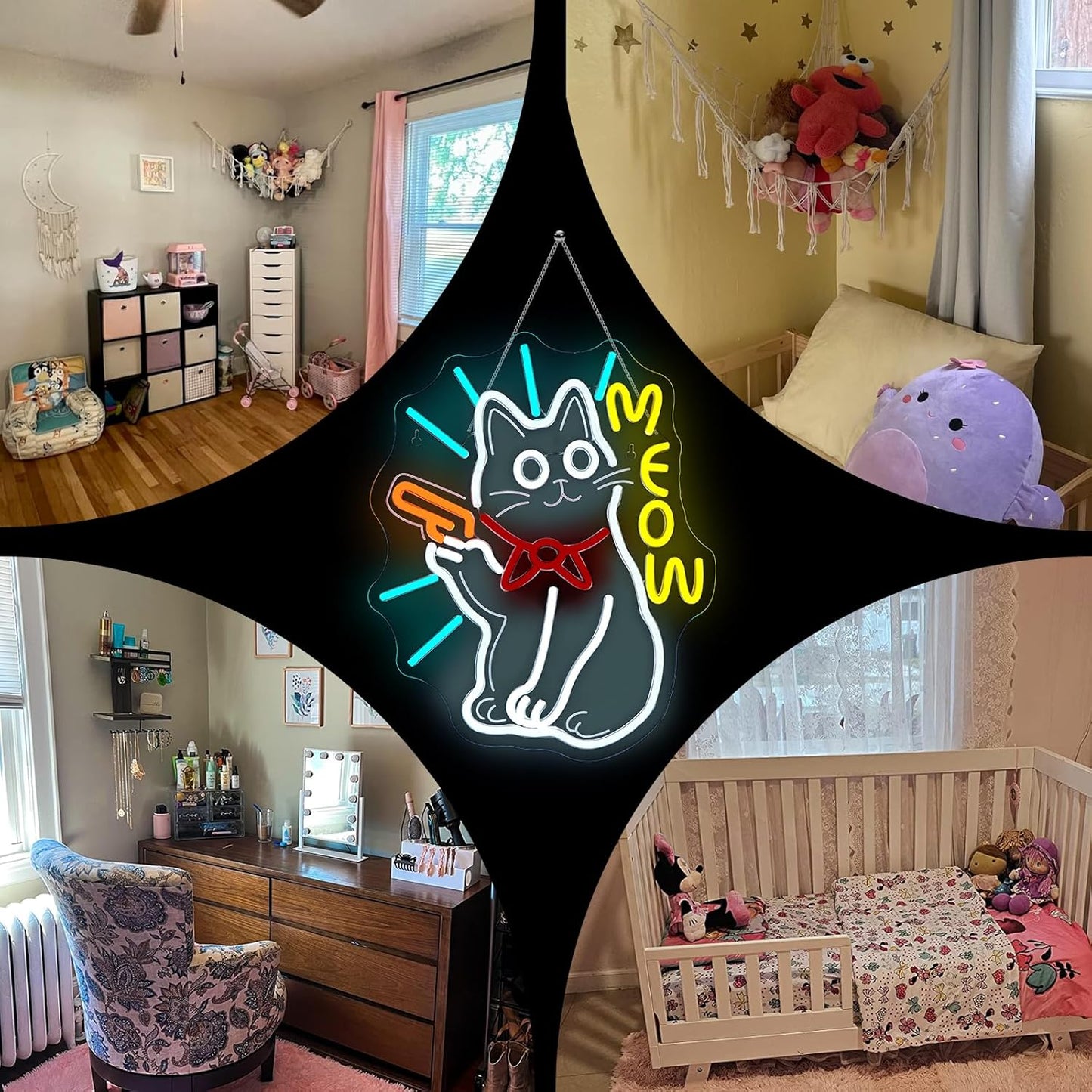 MEOW Cat Neon Sign, Cute LED Wall Light for Bedroom, Game Room, Bar, Cat Lovers Gift, USB Powered, Dimmable