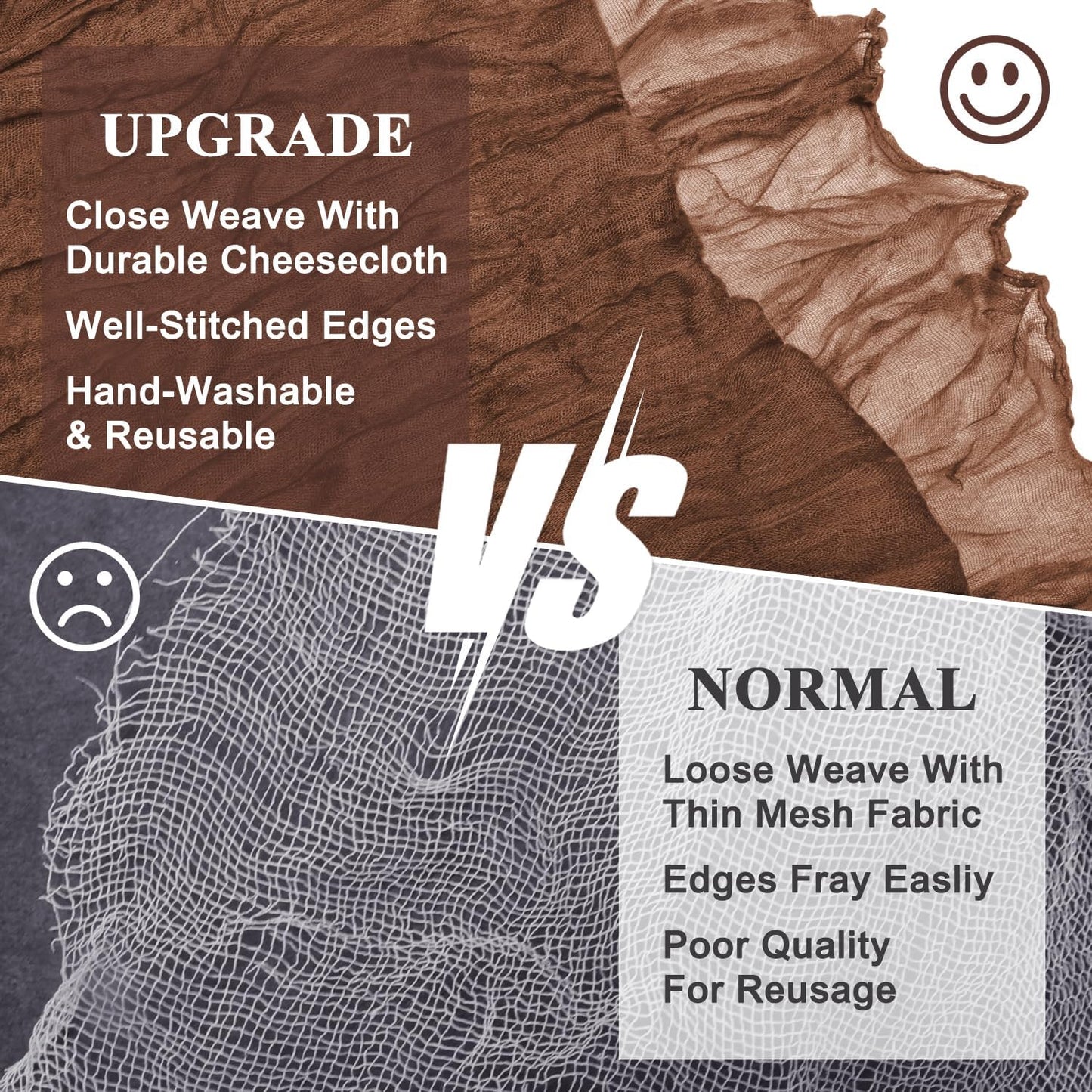 Asee'm 3pcs Cheesecloth Table Runner 120 Inches Long Brown Boho Gauze Cheese Cloth Runner 10FT Rustic Sheer Fall Table Runners for Thanksgiving Christmas Wedding Party Baby Shower Decoration