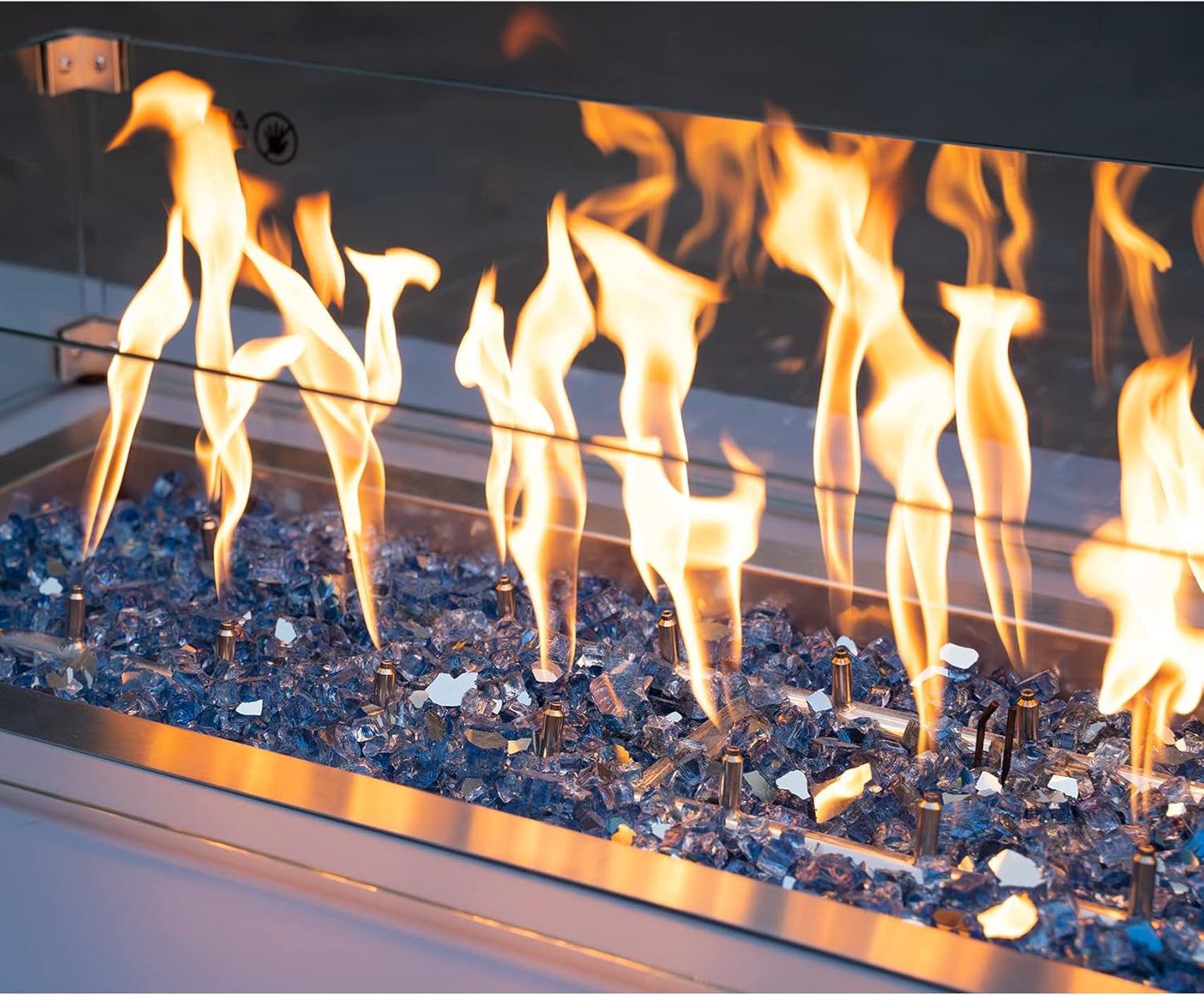 Stanbroil 10-Pound Fire Glass - 1/2 inch Reflective Tempered Fire Glass for Fireplace Fire Pit, Pacific Blue Reflective