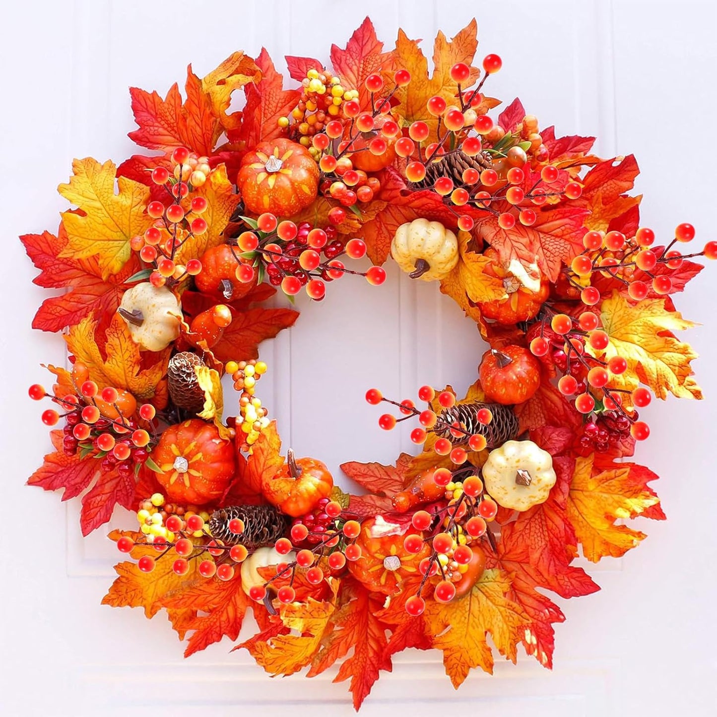 40 Pcs Artificial Berry Stems Branches, Fall Halloween Faux Holly Berries Picks and Sprays Ornaments for Thanksgiving Wreath DIY Craft Decorations Holiday Home Decor (40, Orange)