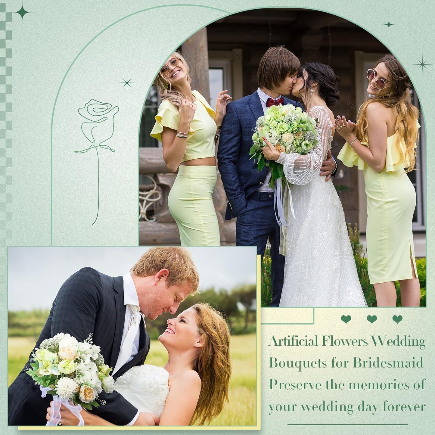 Tigeen Artificial Flowers Artificial Peonies Silk Flowers Faux Peony Fake Peony Silk Hydrangea Bouquet for Wedding Table Centerpiece Floral Vase Decor (White,Green,12 Bundles)