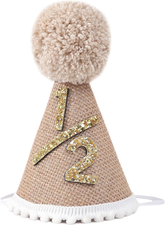 WAOUH Half Birthday Hat - Bow Cake Smash Crown for 6 Month Baby, Mini Photo Prop