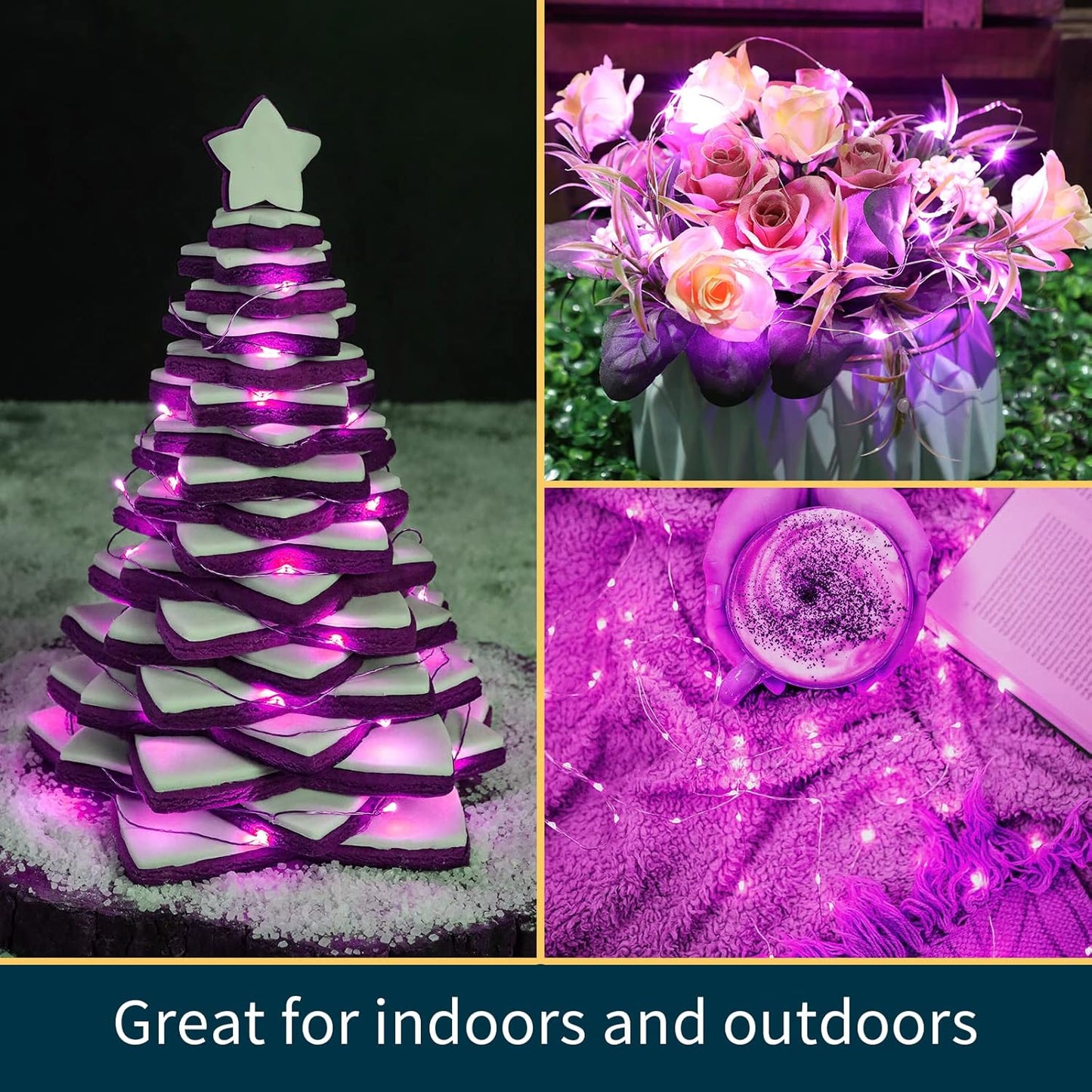 LAMPHOME 20 Pack Fairy Lights Battery Operated String Lights, 20 LED on 6.6FT Silvery Copper Wire, Firefly Fairy String Lights for Wedding Party Mason Jar Christmas Decorations Bedroom Decor(Pink)