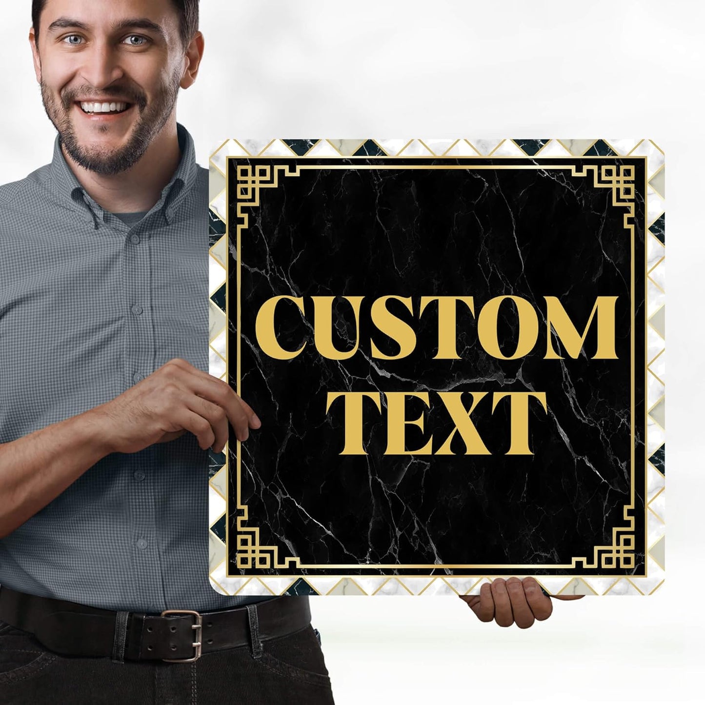 Custom Sign, Custom Street Sign, 11 Font Colors, 13 Font Styles, 4 Hole Options, 22 Sizes, 18x18 Inches, Rust Free DiBound, Fade Resistant, Made in USA by My Sign Center (Marble Tile)