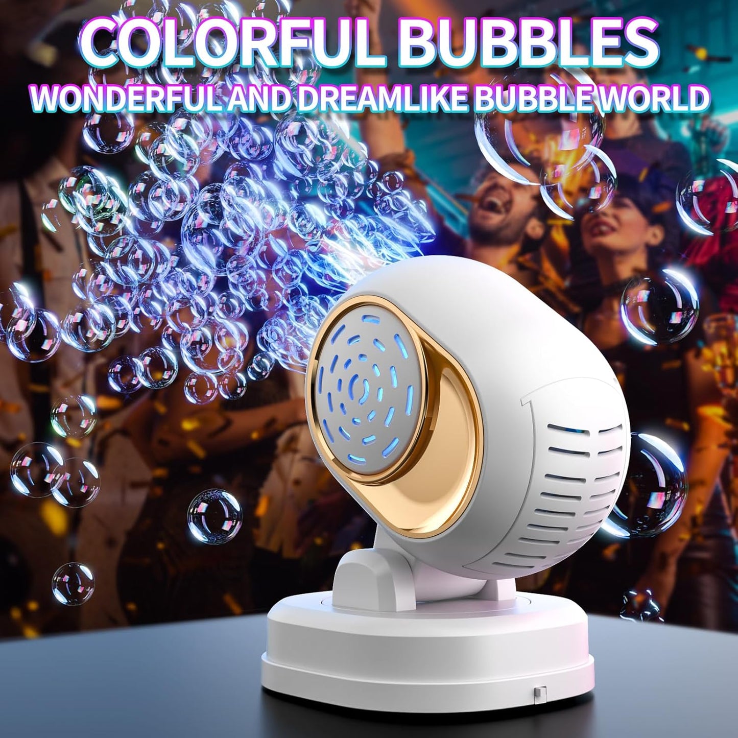 BOMOCO Bubble Machine Battery Operated Durable Bubble Blower Machine Automatic Bubble Machines for Kids Toddlers Parties Wedding Birthday Summer Outdoor Indoor Beach Halloween Favors, White