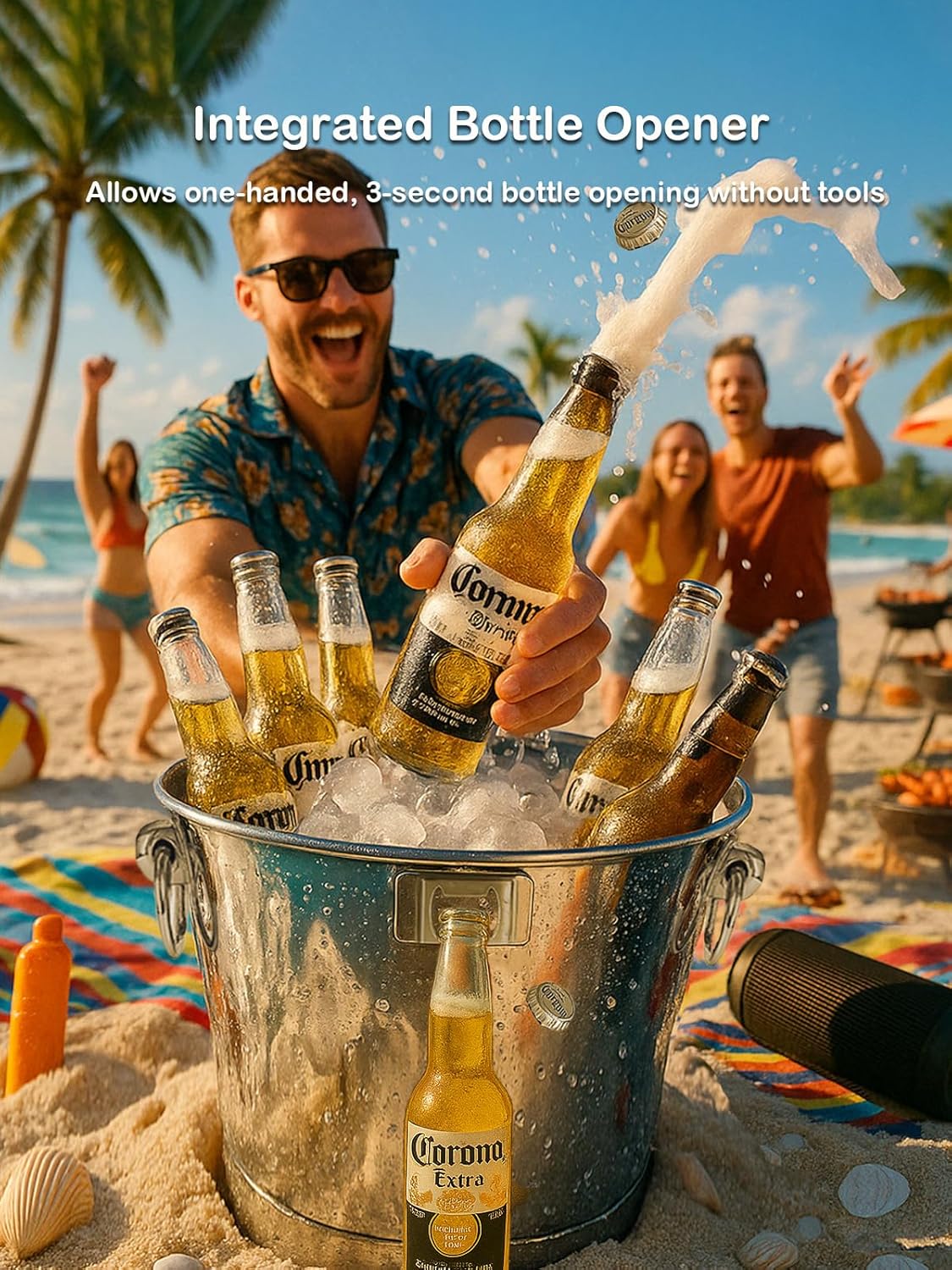 Silver 6L/6.34 Quart Ice Bucket 2Pack with Beer Opener for Party, Mimosa Bar Supplies. Stainless-Steel Beverage Tubs for Champagne Wine Cocktails, Metal Drink Cooler Holder Double Handles