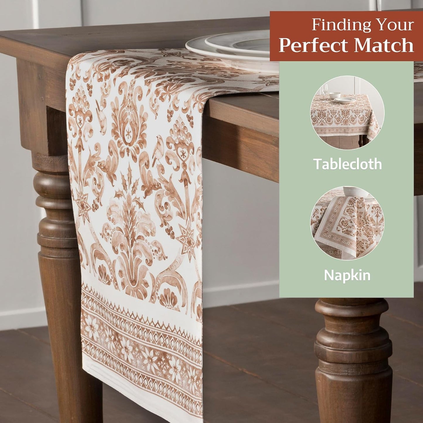 Maison d' Hermine Table Runner 100% Cotton Double Layer Table Runners 72 inches Long for Thanksgiving Christmas Decorations Home Kitchen Dining Party Wedding (Allure, 14.5" x 72")