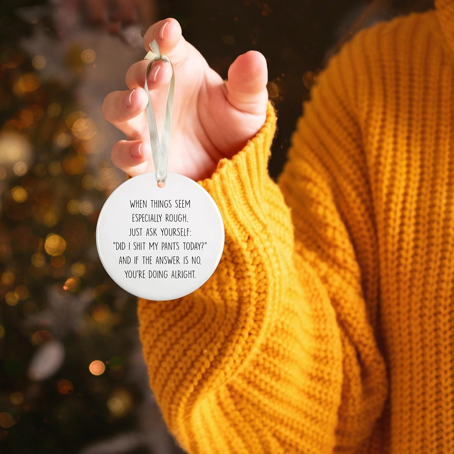 Pawzity Funny Christmas Ornaments - Funny Gifts for Xmas - Christmas Keepsake for Women, Men, Friends, Coworkers - Ceramic Ornament