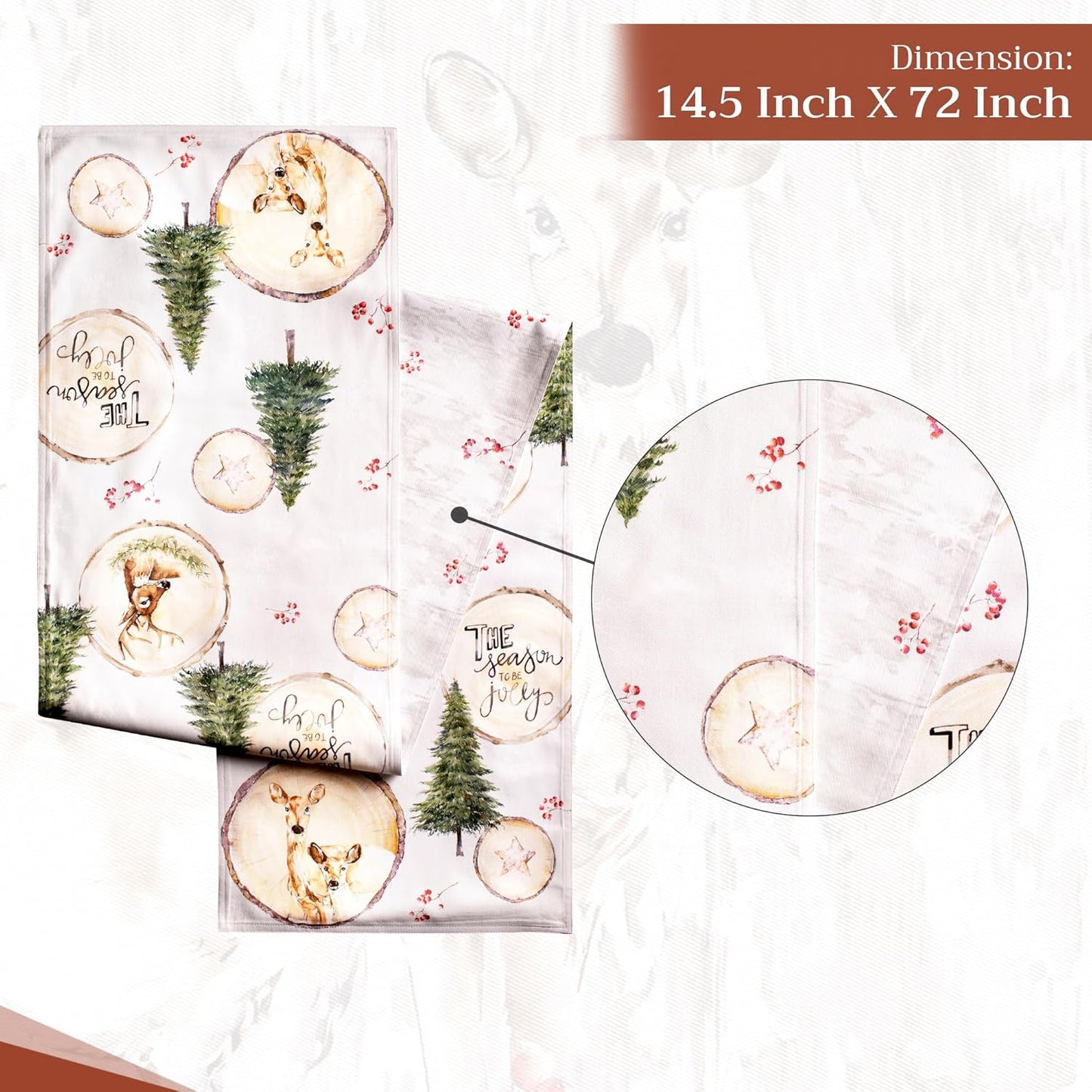 Maison d' Hermine Table Runner 100% Cotton Double Layer Table Runners 72 inches Long for Thanksgiving Christmas Decorations Home Kitchen Dining Party Wedding (Mountain Life, 14.5" x 72")