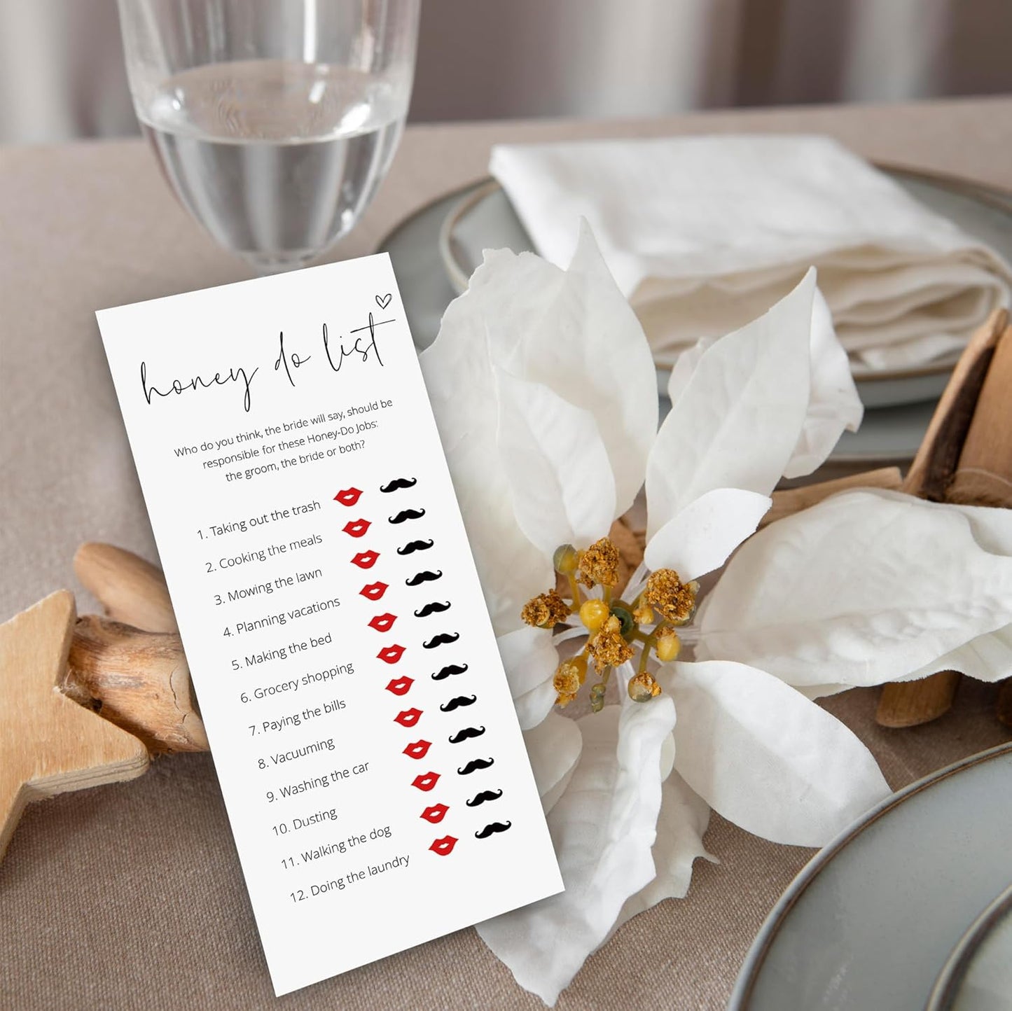 Bridal Shower Games, Honey Do List, 25Pcs 4x9inch Minimalist White Double-Sided Bridal Game Cards, Wedding Shower Games for Guests, Engagement Bachelorette Party Supplies - A21