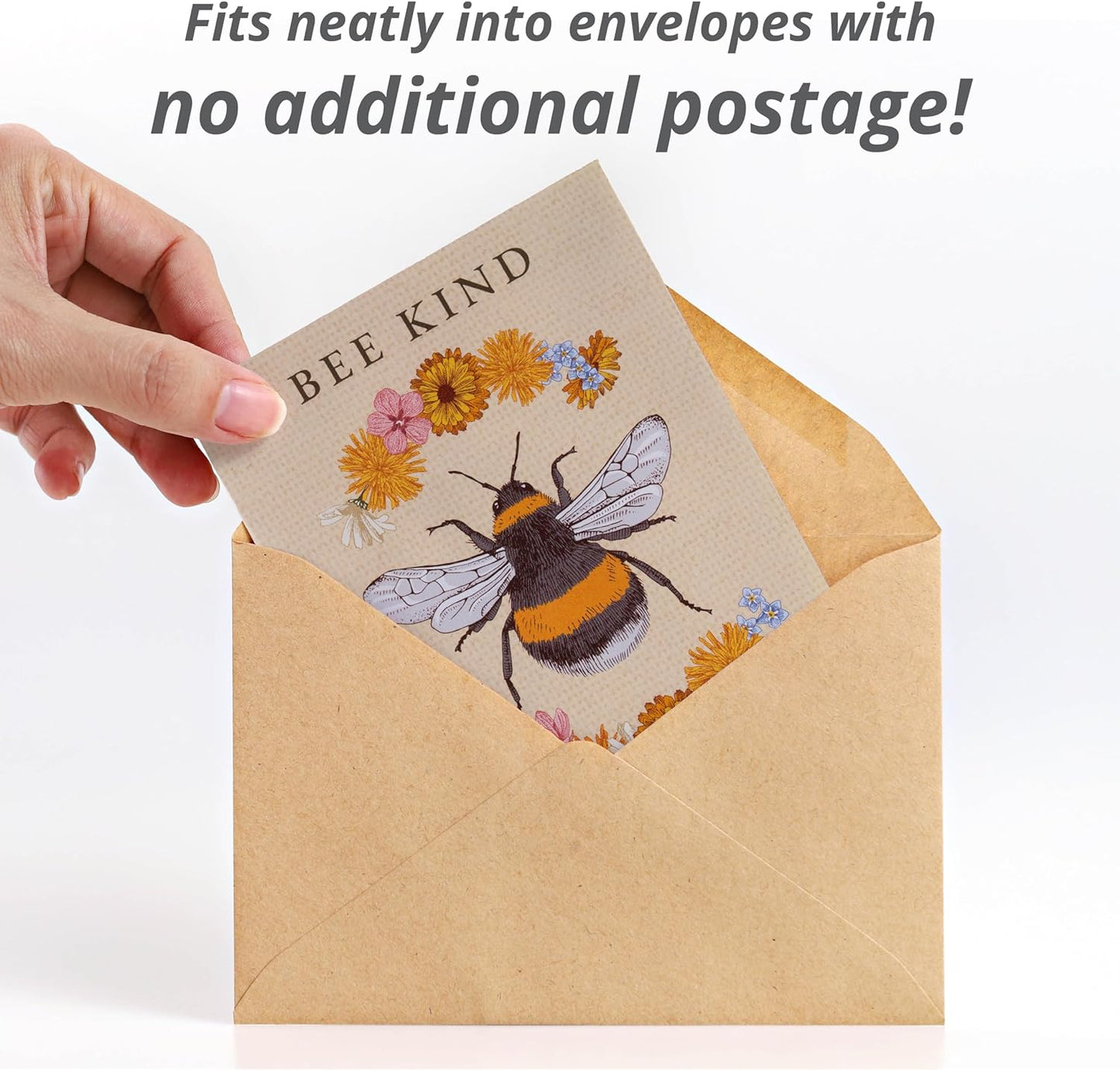 Bentley Seed Co. | Bee Kind Pollinator | Beautiful Bee Art | Environmental Favors Cards for Guests Seed Packets | Pollinator Wildflower Mix Seed Packets | Eco-Friendly Hand Out Gift | 25 Pack