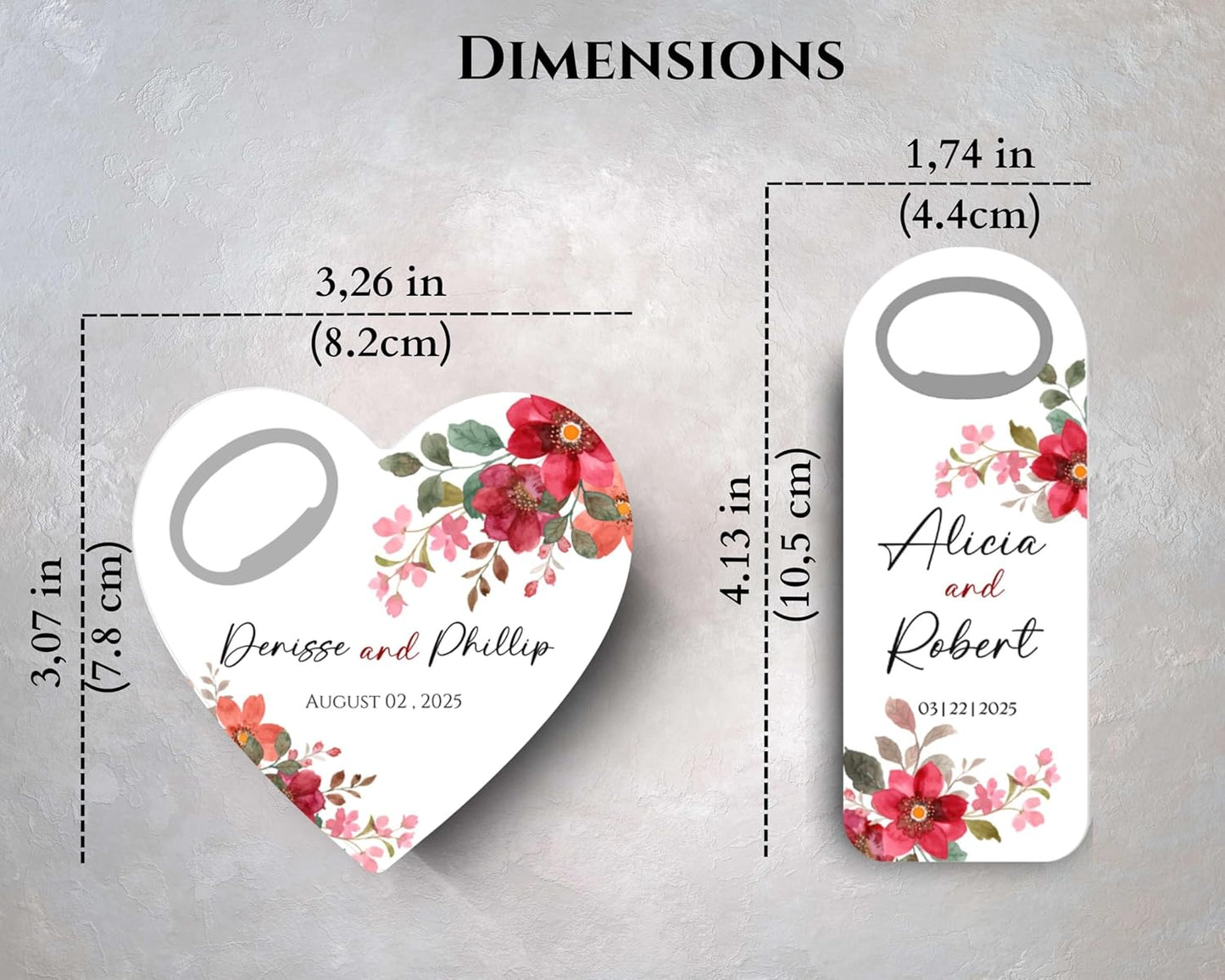 Wedding Bottle Opener Favors for Guests in Bulk, Hearts Shape Bottle Opener, Personalized Party Favors in Bulk, Wedding Favor Guests. 20 to 300 pcs. Custom Fridge Bottle Opener (Rectangular)