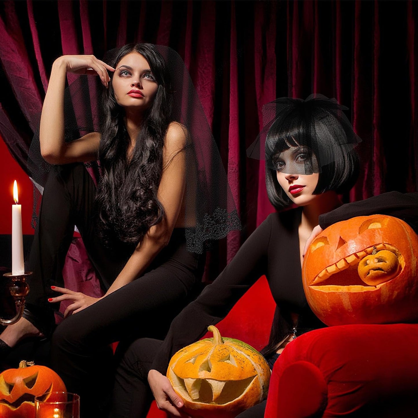 Ayliss Women Mesh Veils Black Bridal Birdcage Short Wedding Face Veil with Clip Tulle Gothic Bride Halloween Costume