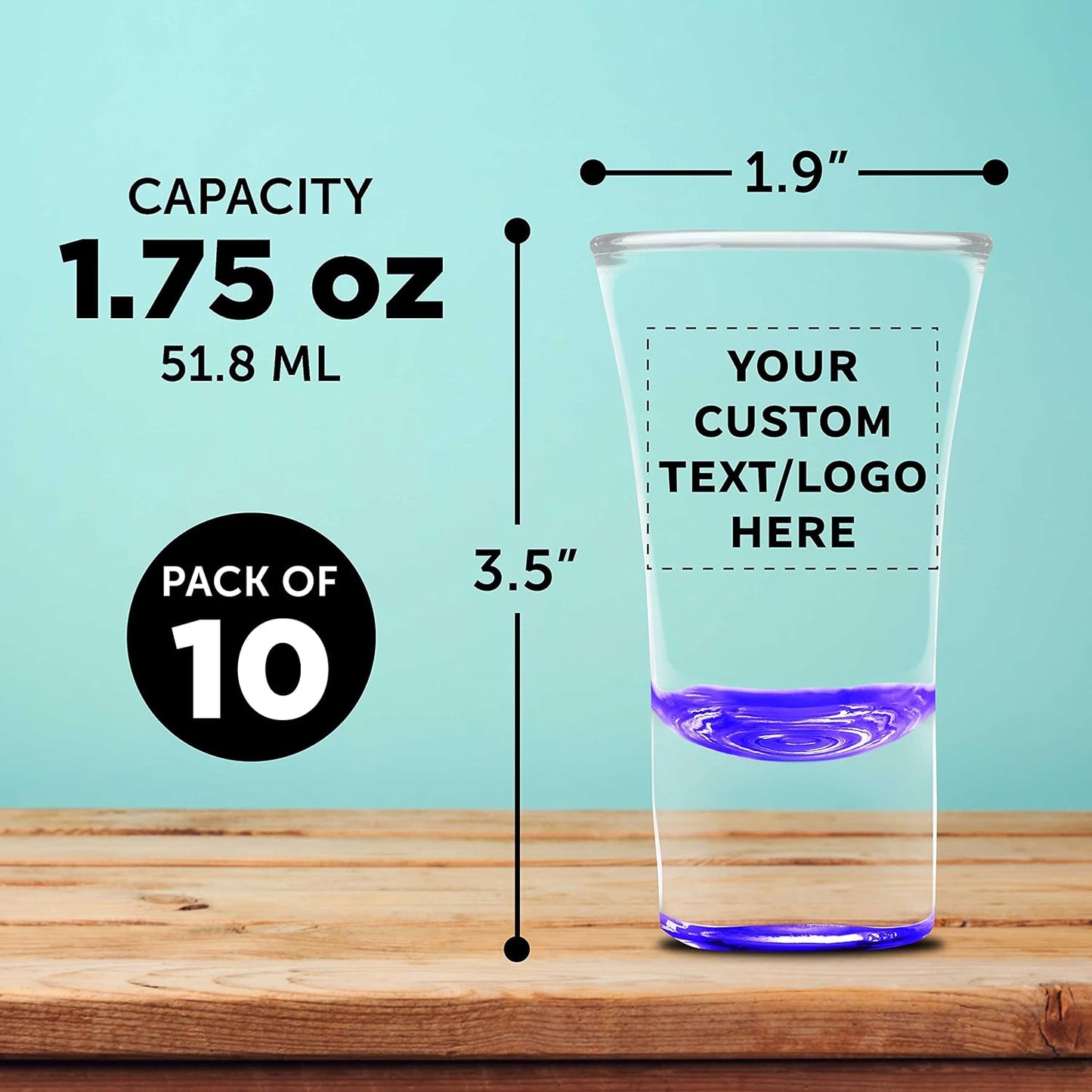 Custom 2 oz. Lord Shooter Etched Shot Glasses, 10 pack, Personalized Text, Logo, 21st Birthday Party, Lounge Glassware, Purple