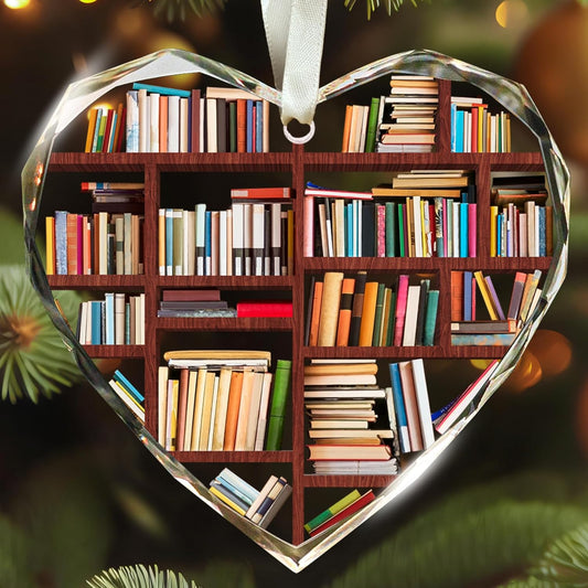 Pawzity Book Lovers Gifts - Gifts for Book Lovers - Books Ornaments for Christmas Tree - Gift for Reading Lover Women - Gift Ideas for Books Lover, Bookworm, Women, Librarian, Nerd - Glass Ornament
