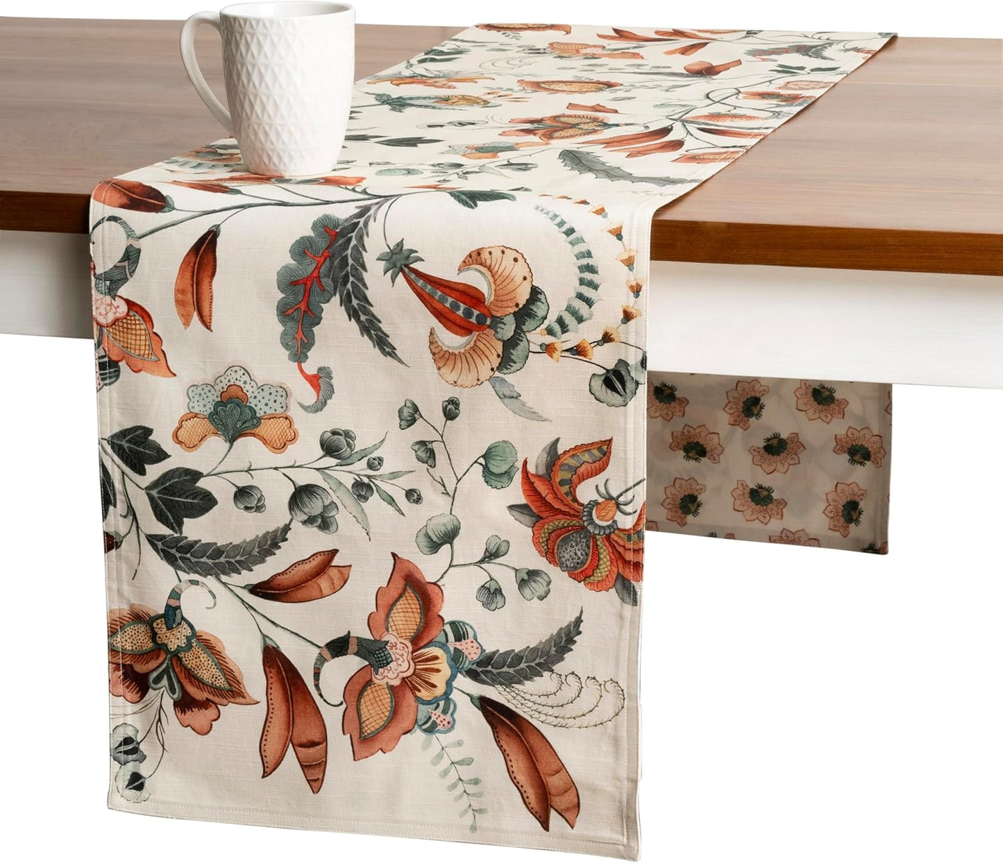 Maison d' Hermine Table Runner 100% Cotton Double Layer Table Runners 108 inches Long for Thanksgiving Christmas Decorations Home Kitchen Dining Party Wedding (Dalida, 14.5" x 108")