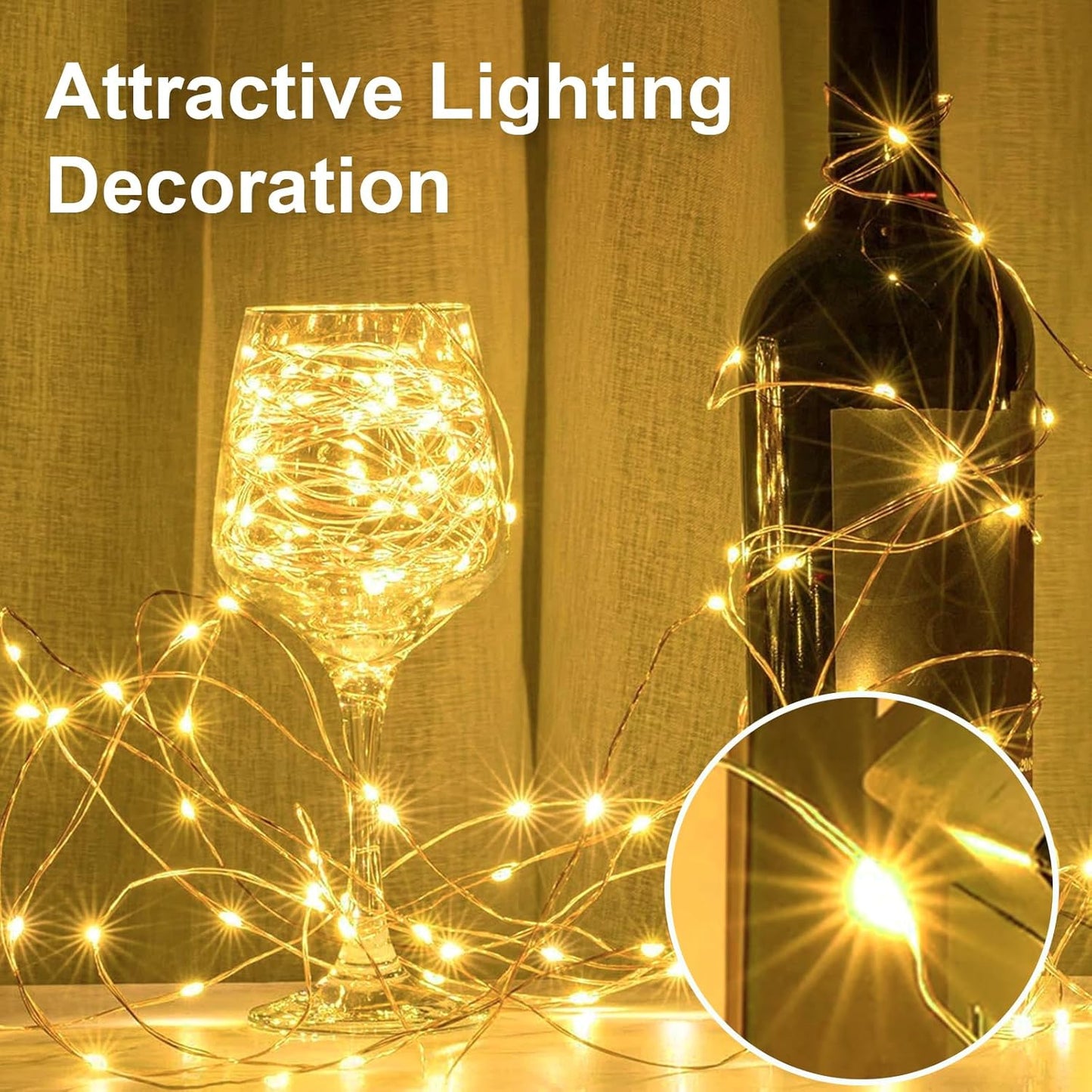 2 Pack 16Ft 50 LED Fairy Lights Mini String Lights Waterproof for Mason Jars Halloween Christmas Parties Wedding Table Centerpieces Decoration