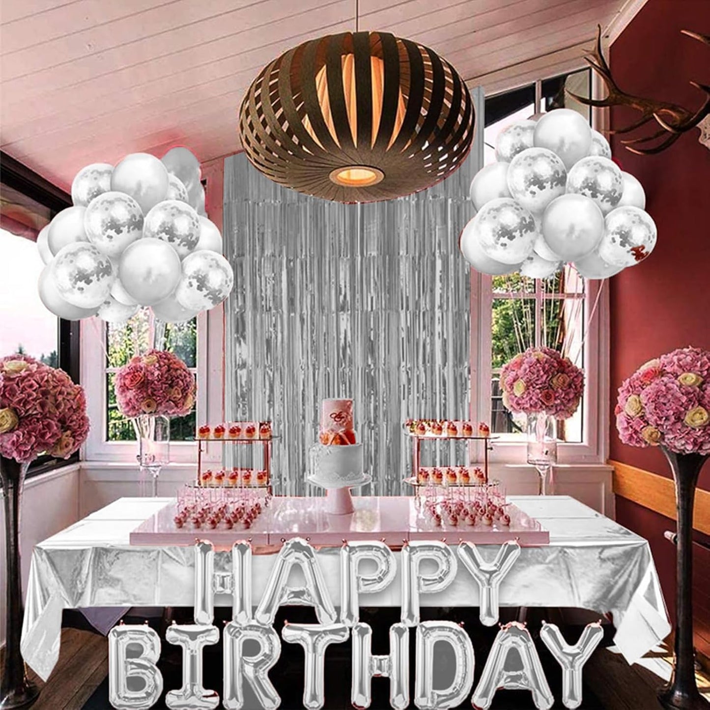 Silver Foil Fringe Curtain 3.3×8.3FT 6 Packs, Metallic Tinsel Curtains Party Streamers for Birthday Graduation Baby Shower Decoration (6pcs,3.3FT×8.3FT, Silver)