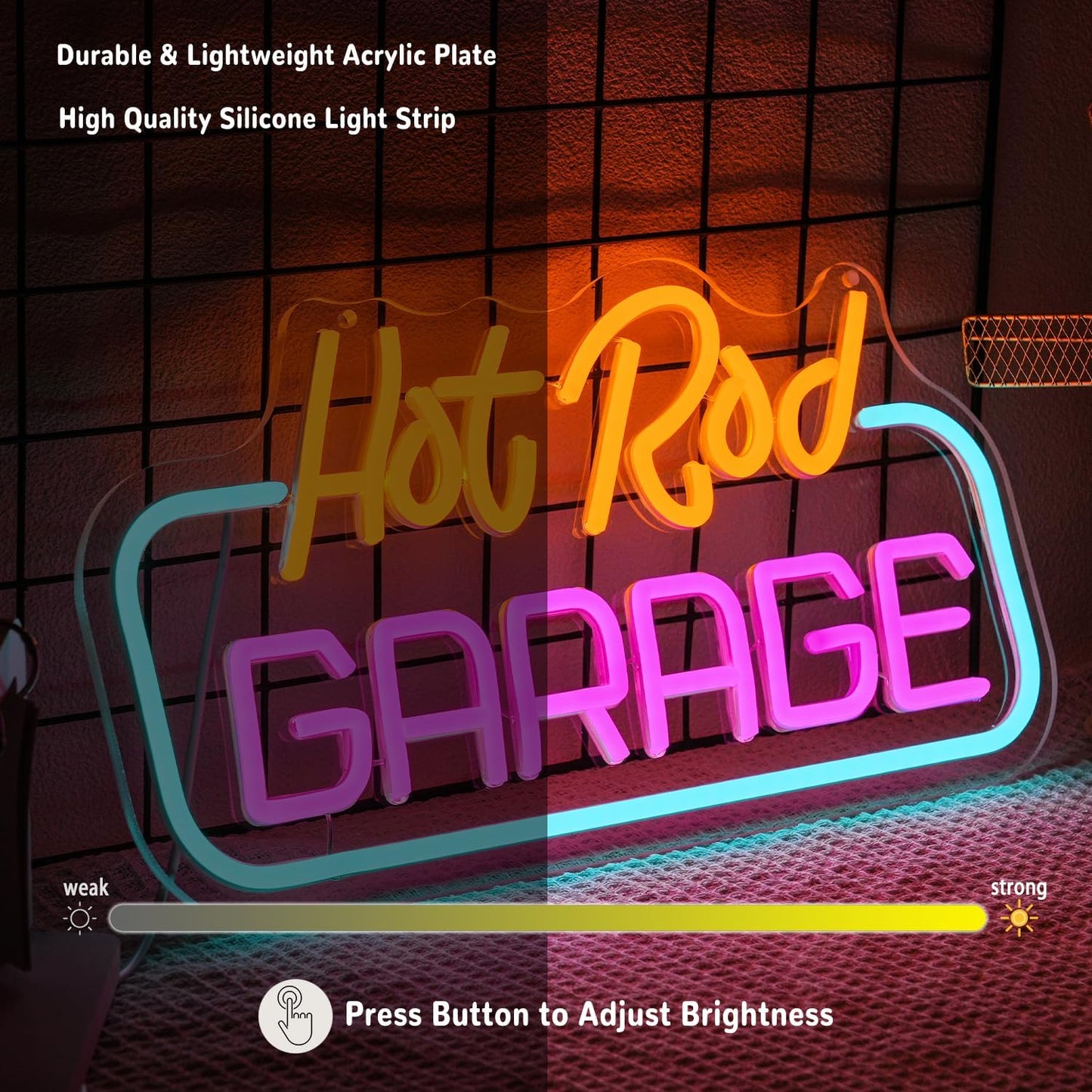 Hot Rod Garage Neon Sign for Wall Decor Garage Neon Light Parking LED Neon Sign Colorful Led Neon Light for Garage Man Cave Mall Decoration