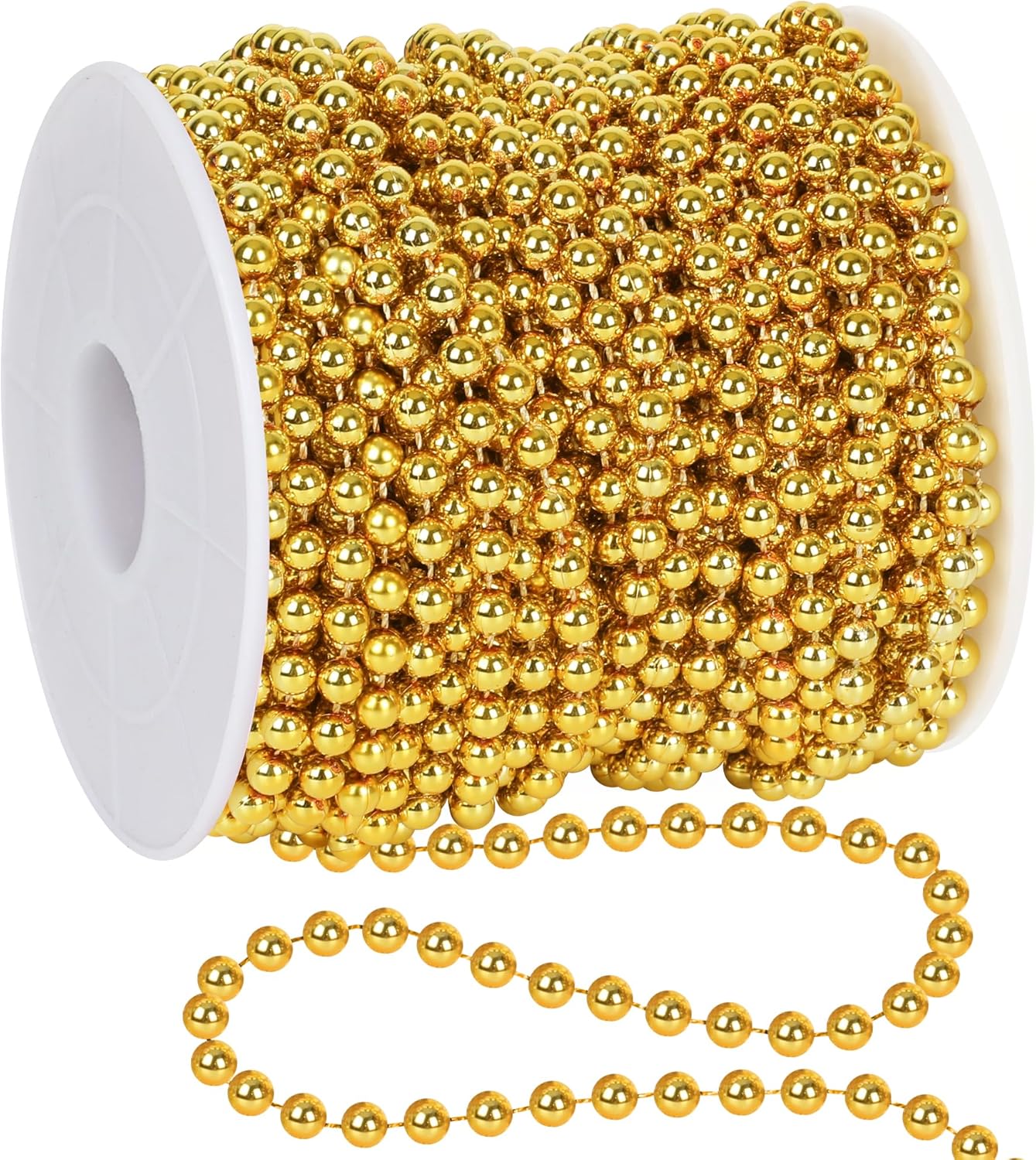 100 Feet Christmas Tree Beads, Christmas Tree Garland Decoration, Plastic Hanging Beads Garland Chain Roll for Xmas Home Mantle Fireplace Wreath Xmas Tree DIY Decoration Supplies