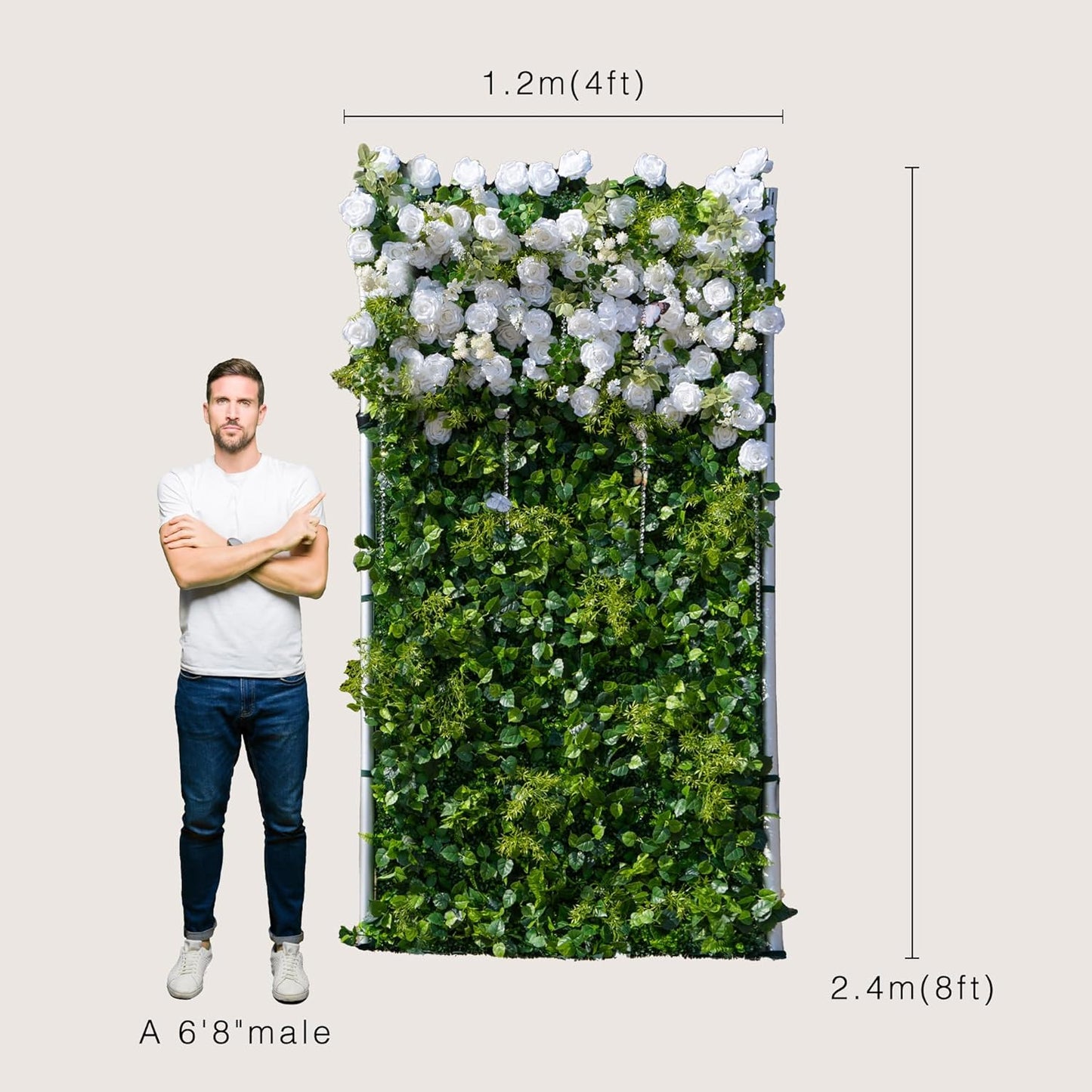 Artificial Flower Wall Panels, Luxury 5D Silk Floral Backdrop Decor for Wedding Celebrations, Festive Party and Home Decorating, Quick Assembly and Storage, Both Eco ＆ Pet Friendly, 4 ft*8ft.