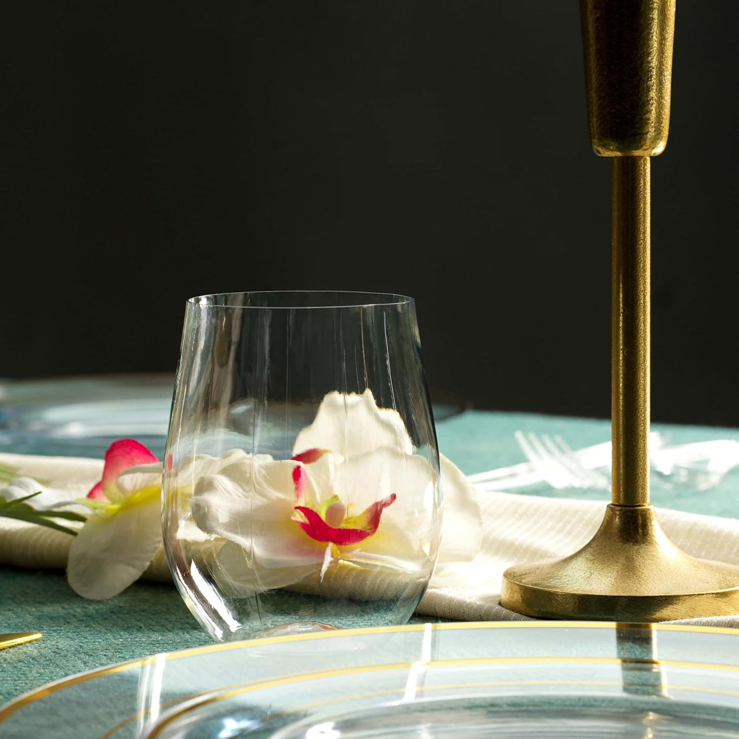 Munfix Plastic Stemless Wine Glasses 48 Pack, Disposable 12 Oz Clear Plastic Wine Cups Shatterproof Recyclable and BPA-Free