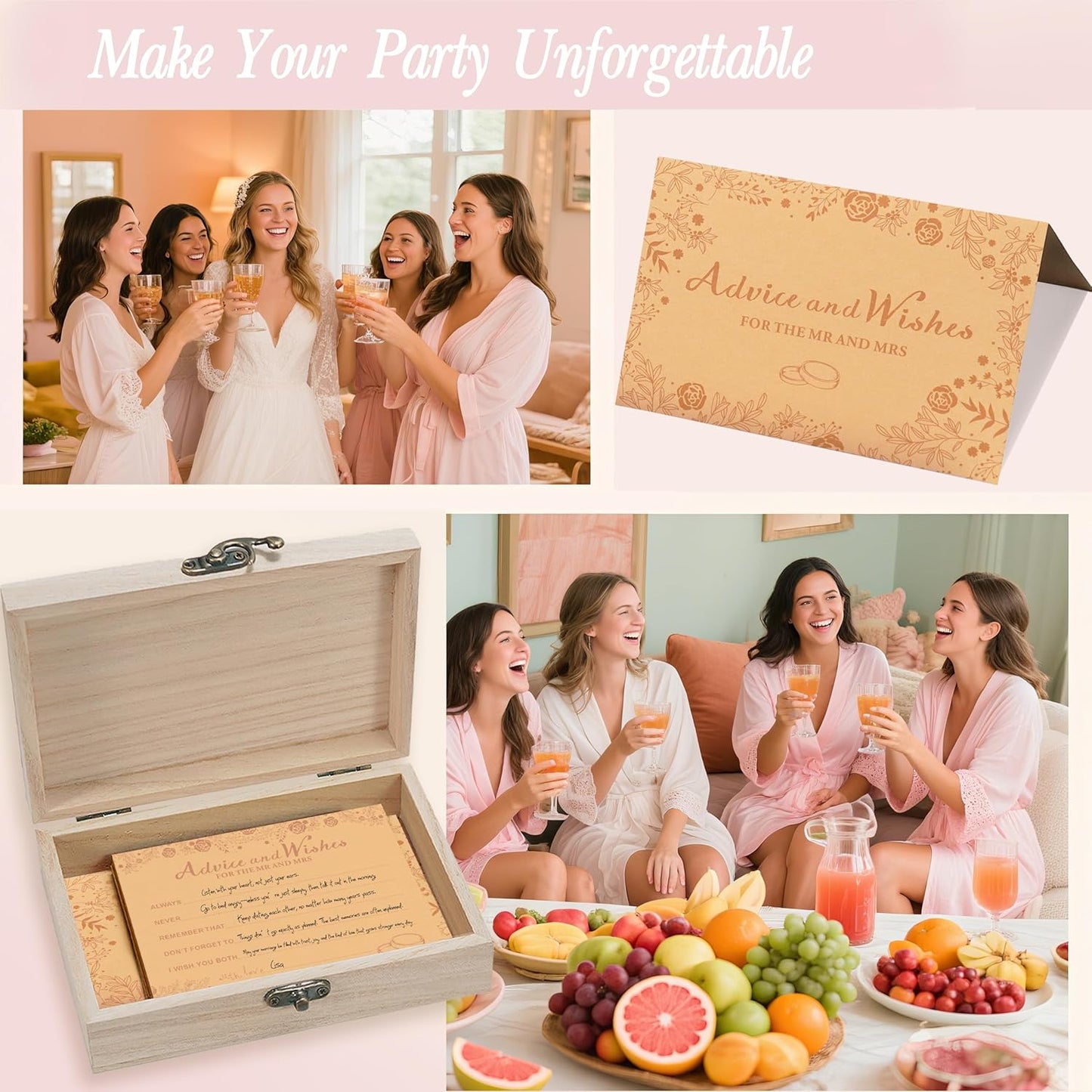 Advice And Wishes For The Mr And Mrs, Wedding Advice Cards For Bridal Shower Decorations, Bridal Shower Games, Advice & Wishes Box For The Groom And Bride, Wedding Games For Reception, Style-002