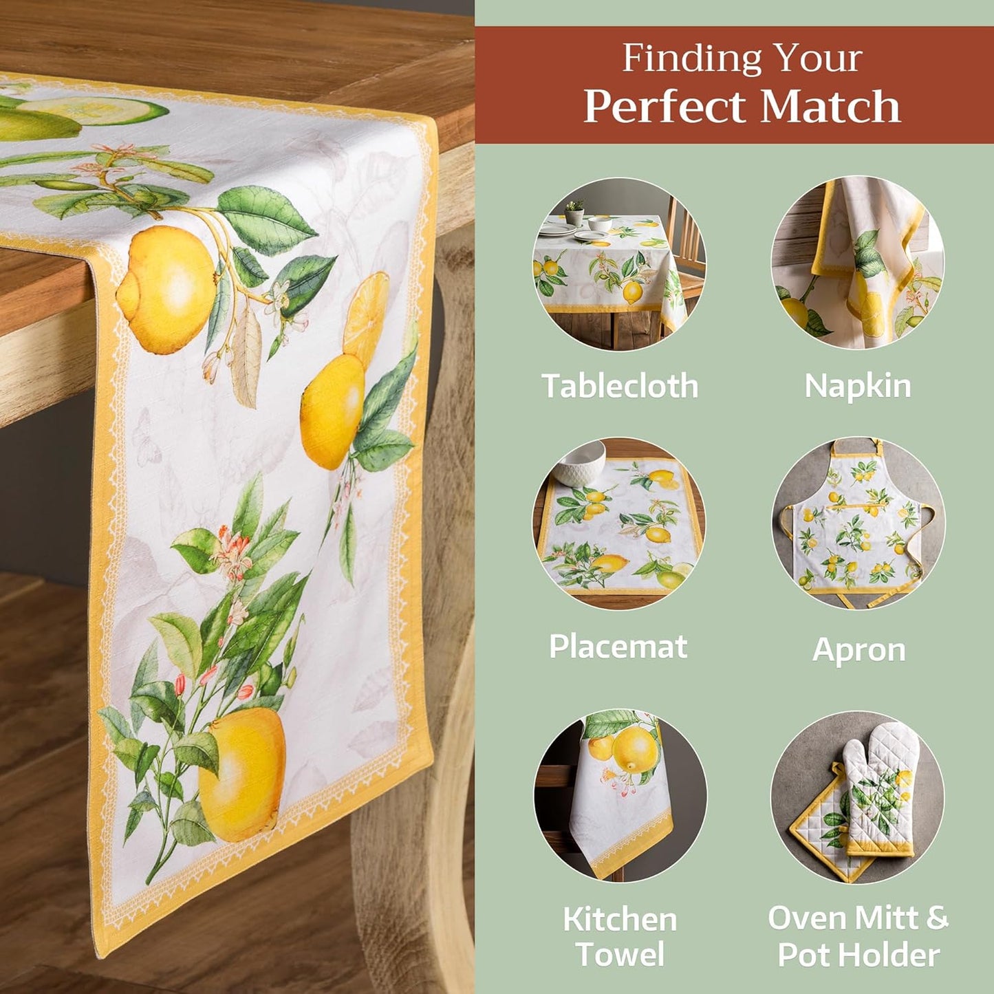 Maison d' Hermine Table Runner 100% Cotton Double Layer Table Runners 108 inches Long Decorative for Home Kitchen Dining Party Wedding Bridal Shower Spring Summer (Limoncello, 14.50" x 108")