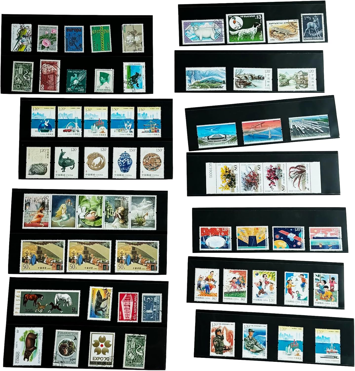 Philatelic Display Black Card Stamp Cover Stamp Collection Stamp Storage philatelic Album Stamps Collector Stamp Collecting Supplies Stamp Sleeves Stamp (2 Row Stamp Protective Cover 18 pcs)