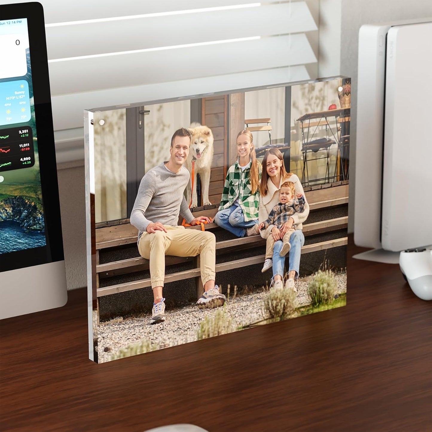 8x10 Acrylic Picture Frame 1 Pack, Clear Freestanding Double Sided Frameless Magnetic Photo Frames, Desktop Display Decor Gift