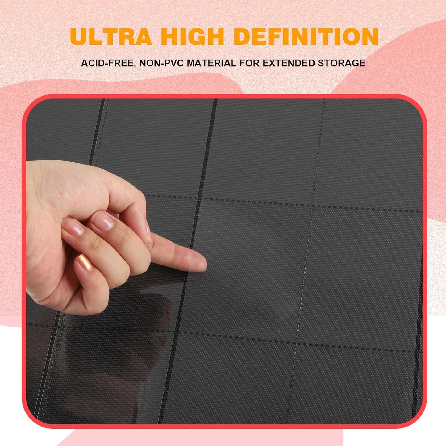 20-Pocket Card Binder, Trading Card Binder Holds 2000 Cards, Premium Zippered Trading Card Album Compatible with TCG, Game & Sports Cards (Red)