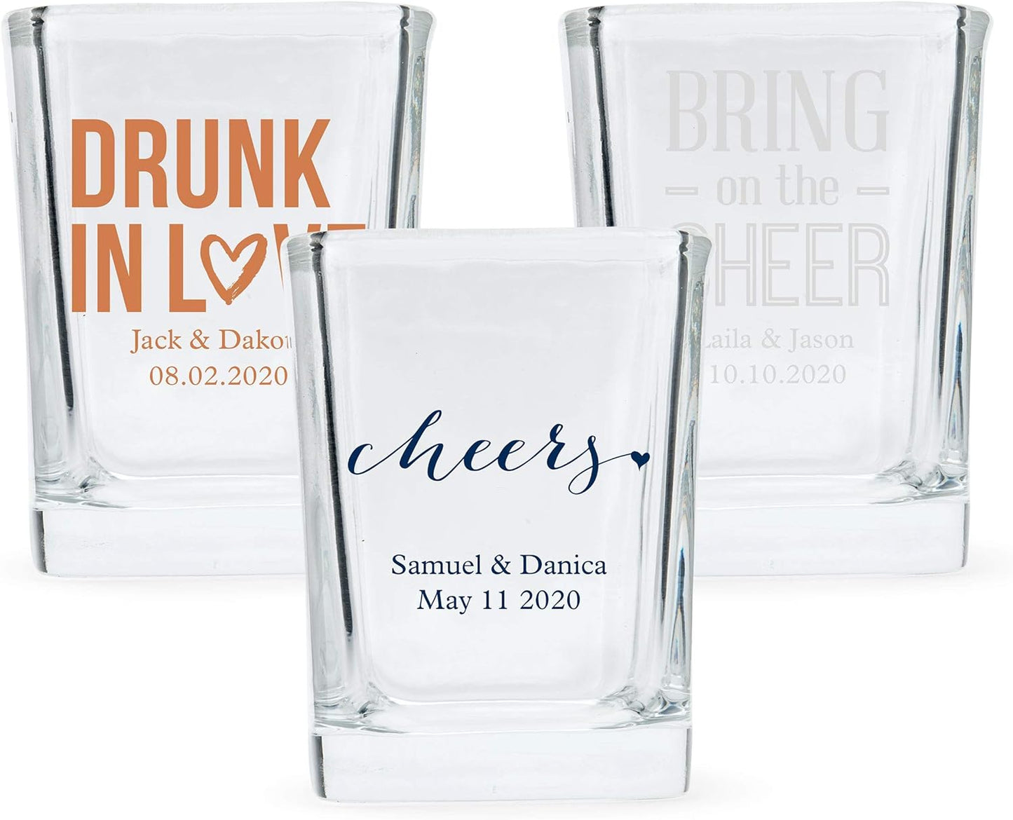 WEDDINGSTAR Personalized 2oz Square Shot Glass Customizable Full Color Print - 12 pack