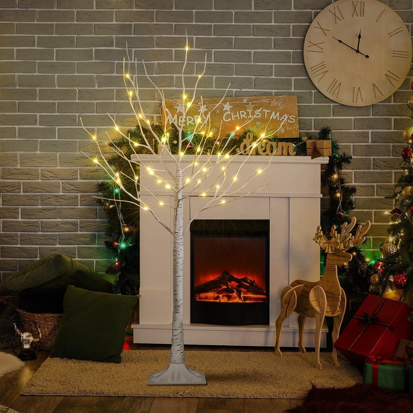 LIGHTSHARE 4 Feet Birch Tree, 48 LED Lights, Warm White, for Home, Festival, Party, and Christmas Decoration, Indoor and Outdoor Use