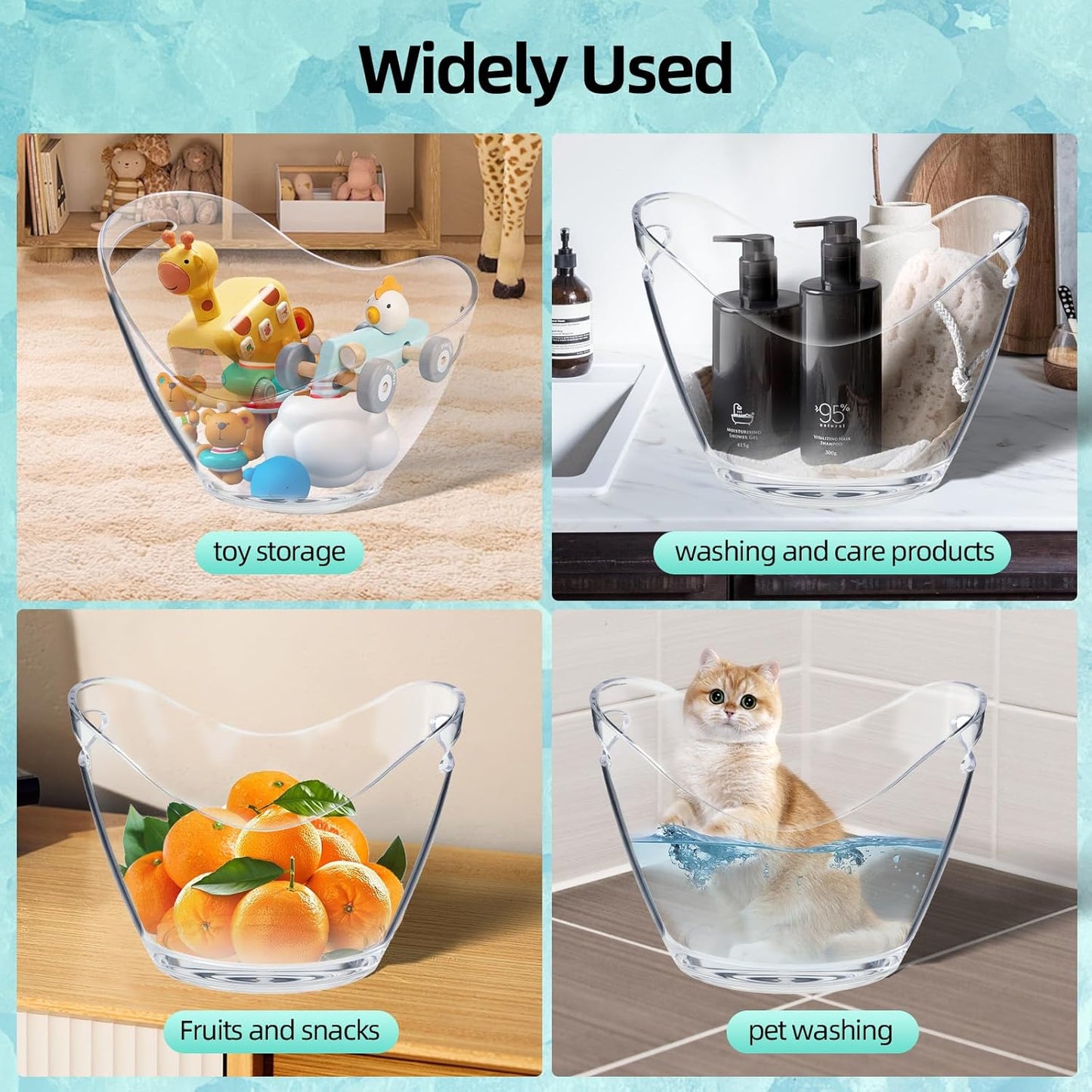 Large 8L Party Beverage Bucket, Acrylic Ice Bucket for Cocktail Bar, Cooler for Champagne, Red Wine or Beer, Food Grade, Suitable for Home Parties, Bars and Outdoor