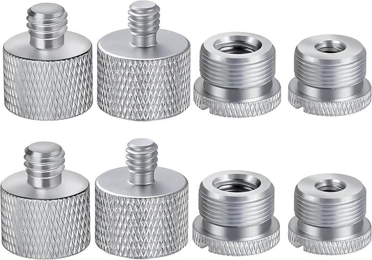 IXTECH Mic Stand Adapter Set 8 pieces Metal Microphone Stand Screw Thread Adapter 5/8 Female to 3/8 Male 3/8 Female to 5/8 Male 5/8 Female to 1/4 Male 1/4 Female to 5/8 Male Tripod Adapter ADP03 Slvr