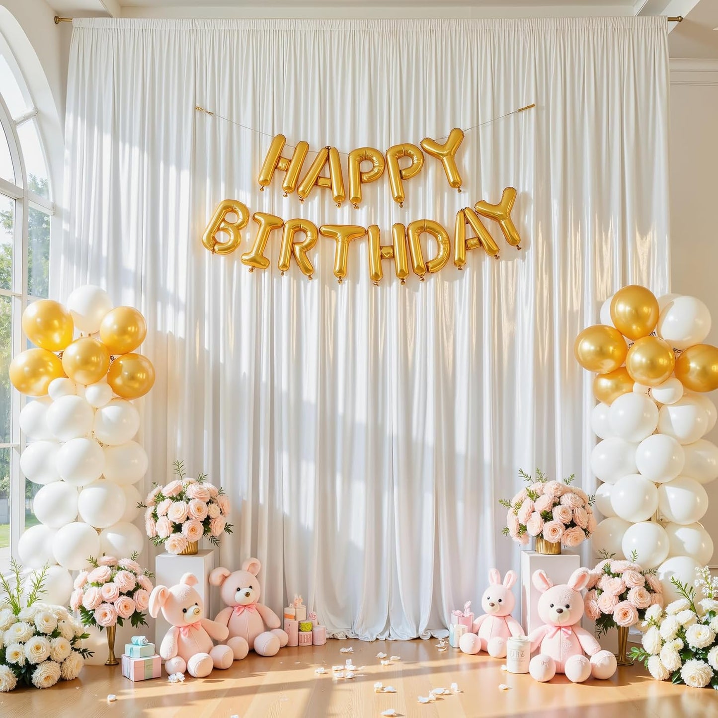 10x10 ft White Glitter Backdrop Curtain for Parties, Wrinkle Free Glitter Photo Backdrop Drapes 2 Panels 5x10FT Shimmer Back Drop Cloth for Wedding Birthday Baby Shower Photography Background Decor