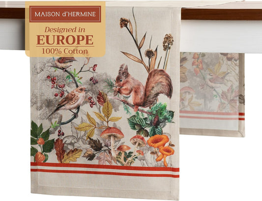 Maison d' Hermine Table Runner 100% Cotton Single Layer Table Runners 72 inches Long for Thanksgiving Christmas Decorations Home Kitchen Dining Party Wedding (Recolte, 14.5" x 72")