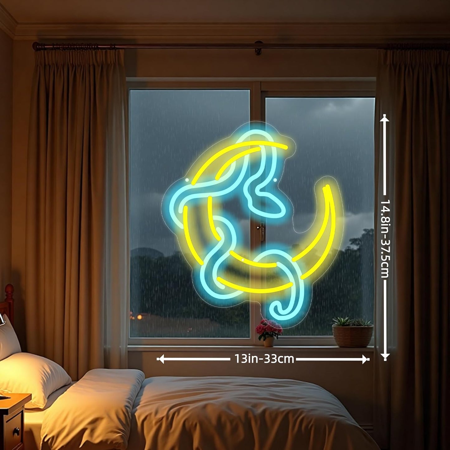 Snake on Moon Neon Sign, Animal Neon Sign, Neon sign Art Bedroom, Snake wall decor, Python Signs For Bedroom Beer Bar Neon Light Sign Hotel Party Club Office Art Lights for Kid Bedroom Man Cave Bar-Yellow