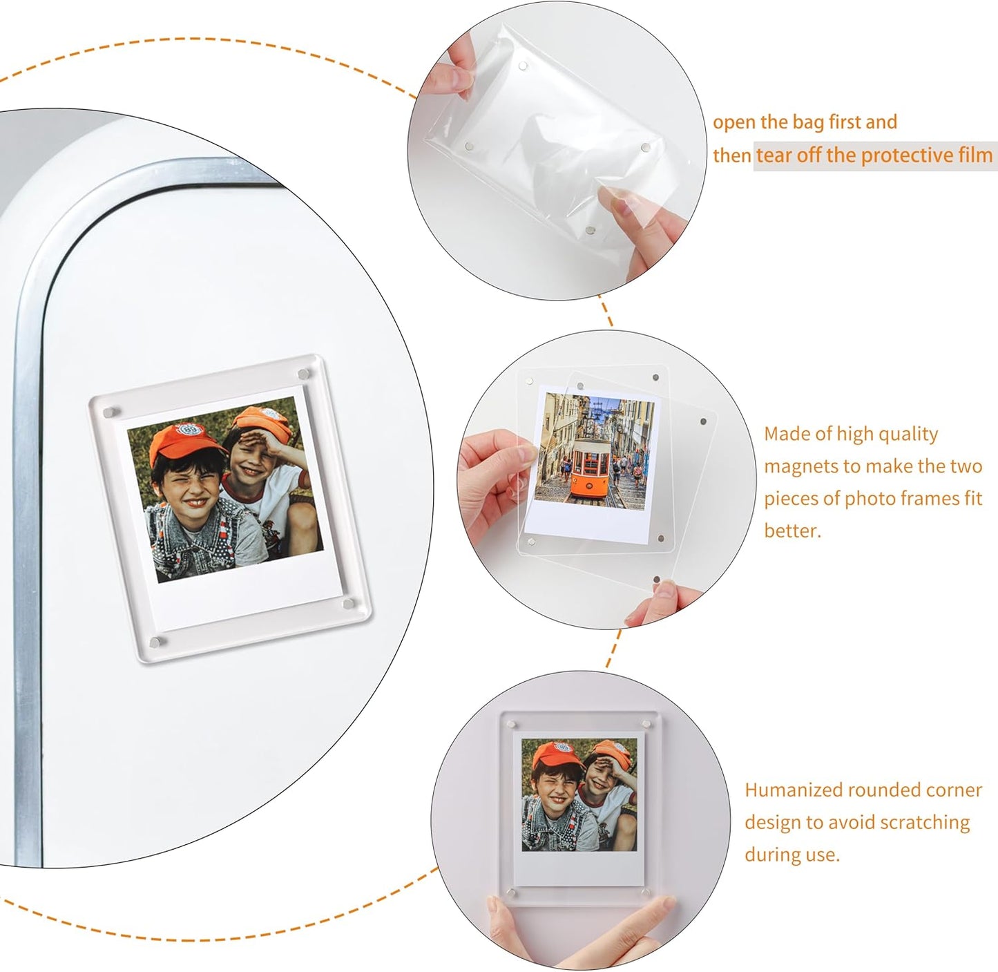 4x6 Picture Frames, Acrylic Fridge Magnetic Photo Frames Transparency Double Sided Picture Display for Refrigerator/Locker/Wall, Colorful 6 Pack