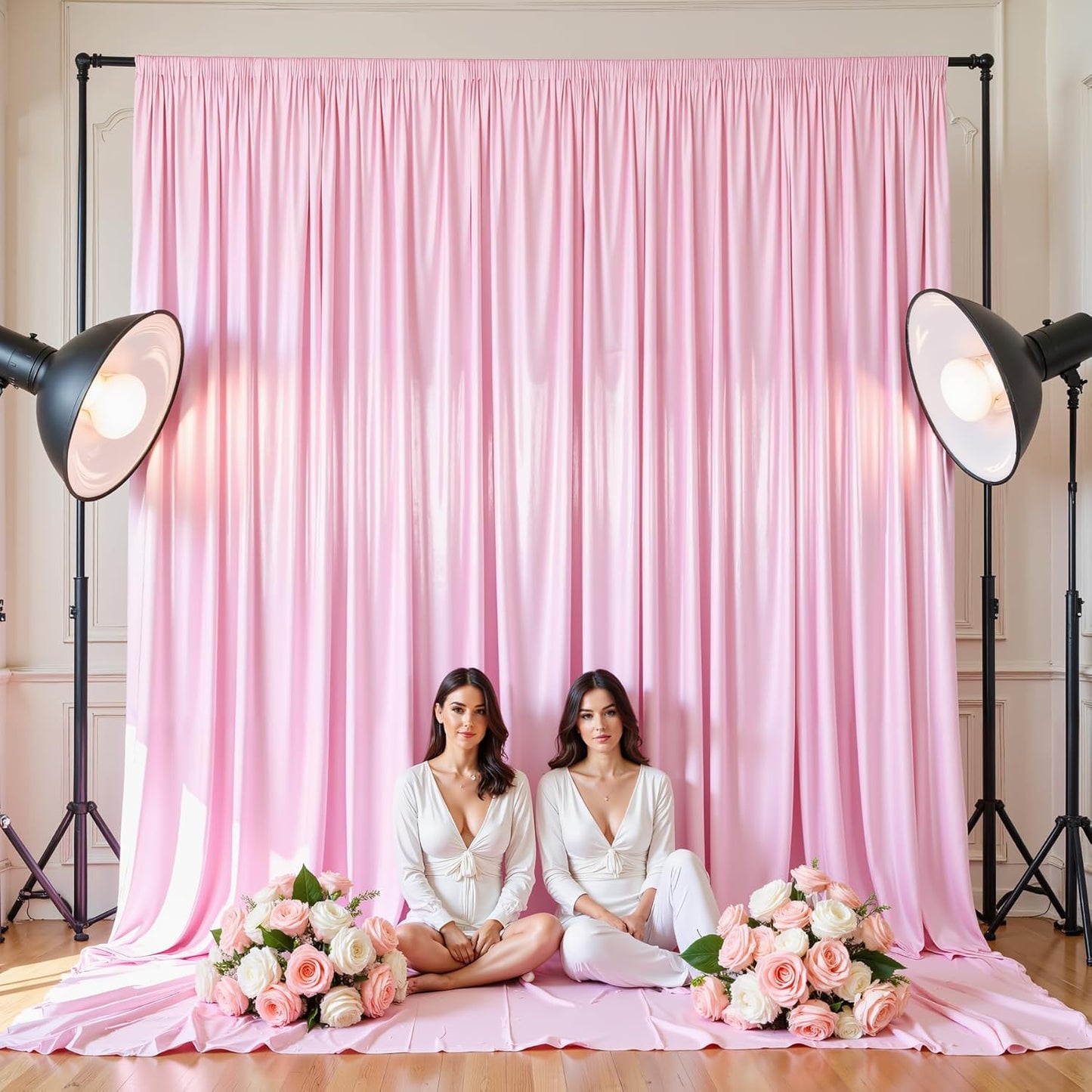 10x10 ft Pink Glitter Backdrop Curtain or Parties, Wrinkle Free Glitter Photo Backdrop Drapes 2 Panels 5x10FT Shimmer Back Drop Cloth for Baby Shower Wedding Birthday Photography Background Decor