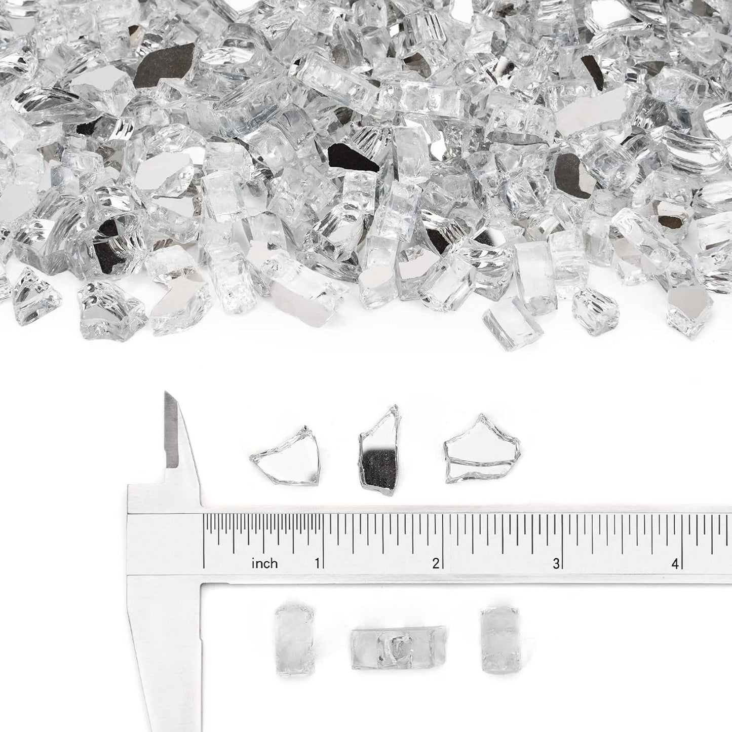 Stanbroil 10-Pound Fire Glass - 1/2 inch Reflective Tempered Fire Glass for Fireplace Fire Pit, Platinum Reflective