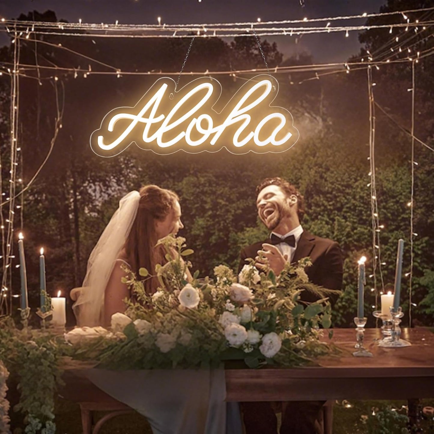 Aloha Neon Light Aloha Warm White Neon Sign for Wall Decor, 15"x5.9" LED Neon Art Decorative Lights with Dimmer Switch USB Operated for Home, Bar Club Wedding and Party Decor, Christmas, Birthday Gift