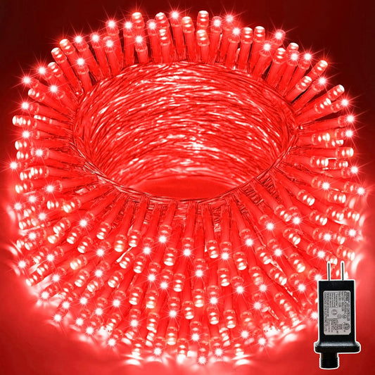 LAMPHOME 33ft Christmas Decorative Mini Lights, 100 LED Transparent Wire Fairy Starry String Lights Plug in, 11 Lighting Modes, for Indoor Outdoor Xmas Tree Wedding Party Decoration (red)
