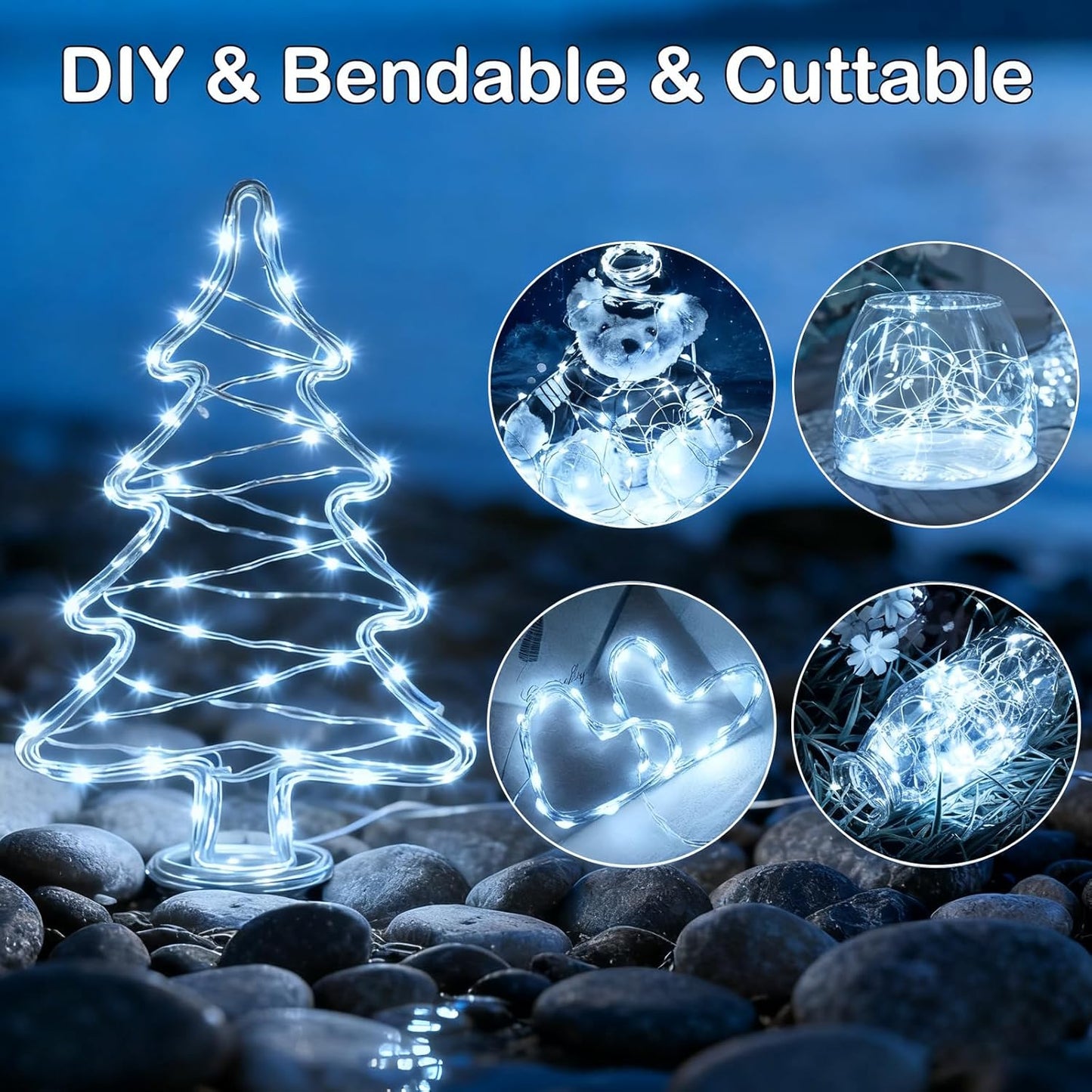 ZNYCYE Fairy Lights Battery Operated,24 Packs 9.8FT 30LEDs+ 6 Replacement Batteries Firefly Lights Copper Wire String Lights(NO Timer) for Bedroom Wedding Mason Jar Dorm Decor(Cool White)